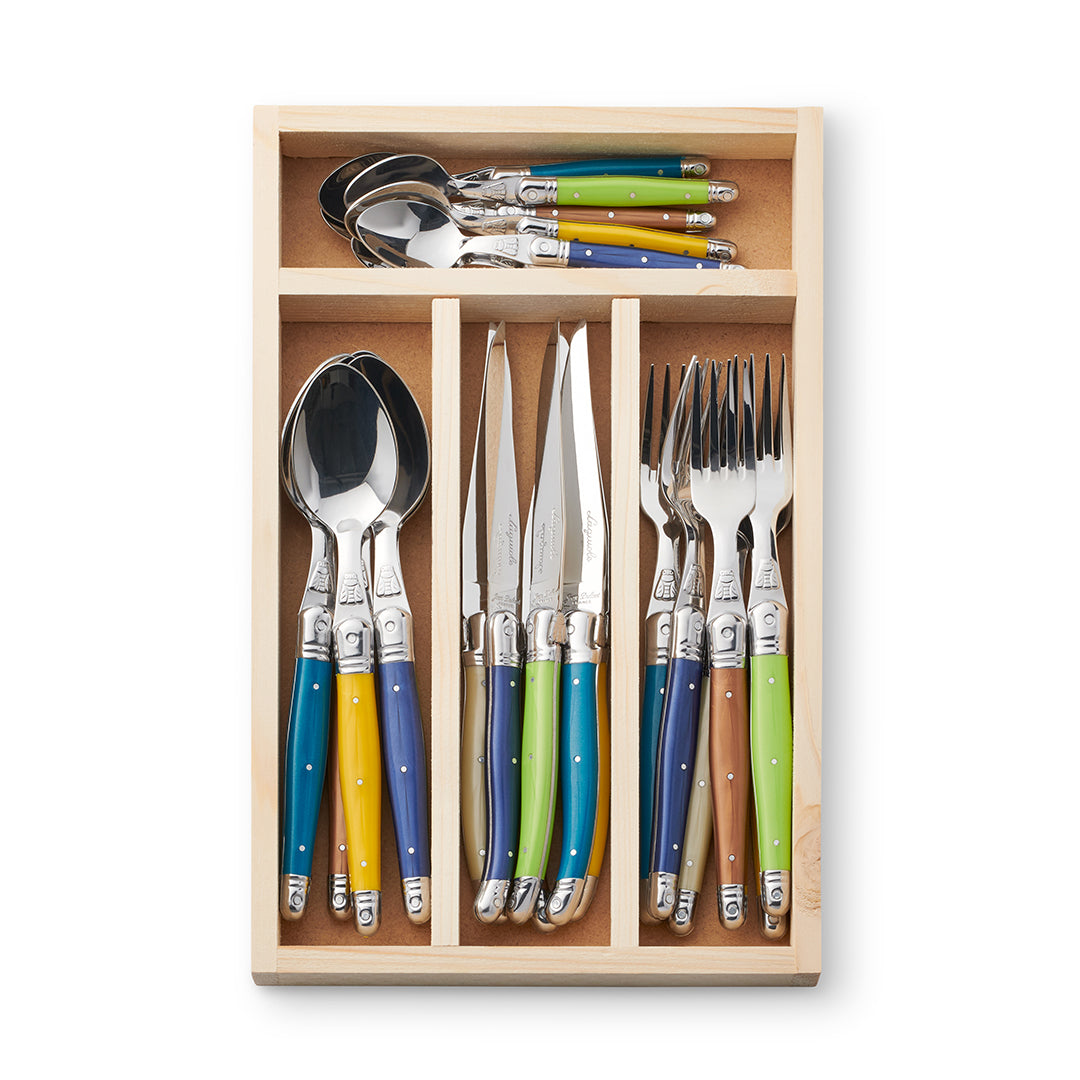 Provence 24-Piece Stainless Steel Flatware Set - Elegant Silverware for 6 Place Settings - Perfect for Dinner Parties, Weddings & Everyday Dining