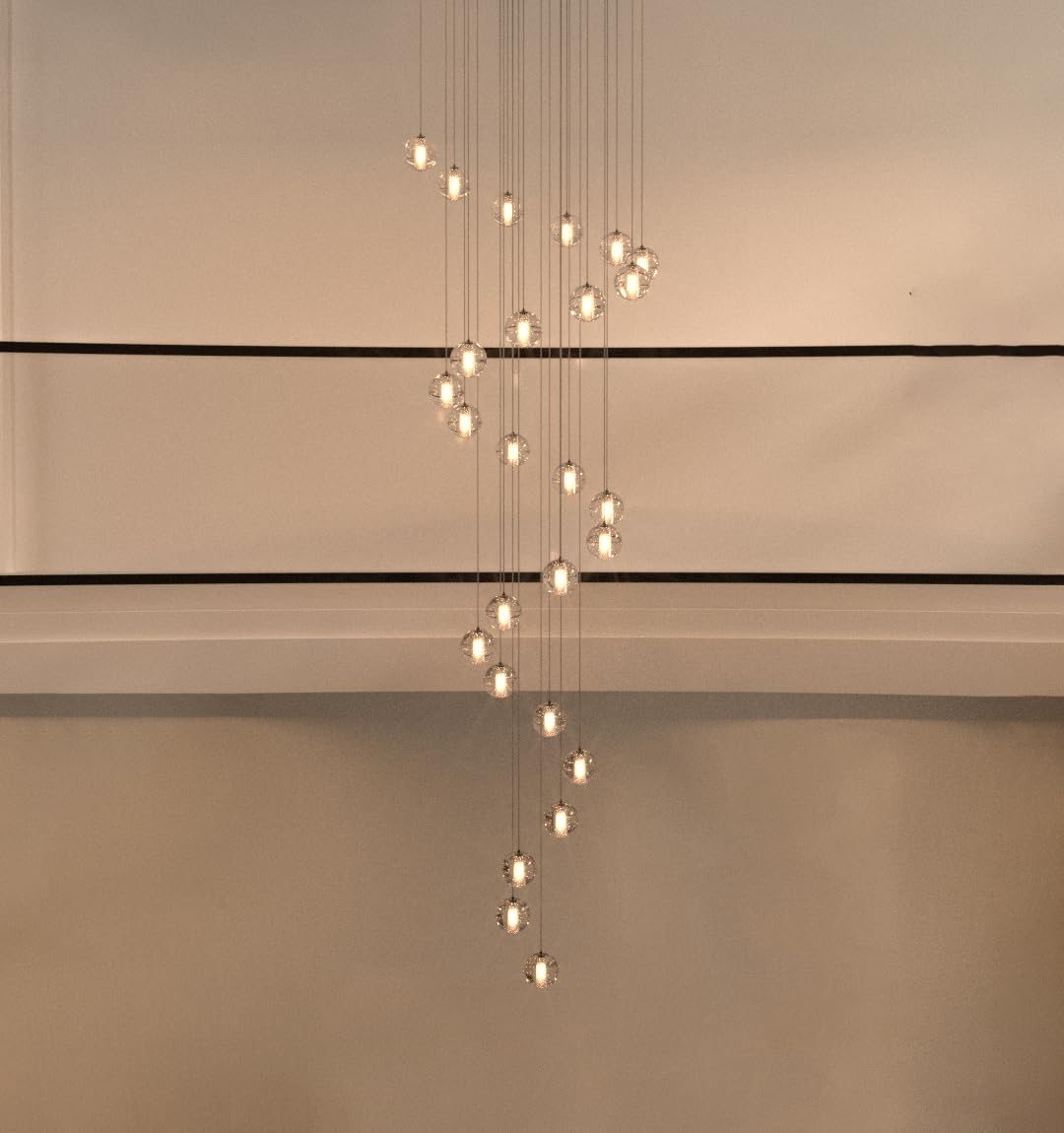 14-Lights Modern Chandelier for High Ceiling - Black Bubble Crystal Pendant Lighting Fixture with Warm LED Bulbs - Perfect for Entrance, Living Room, and Dining Room Decor
