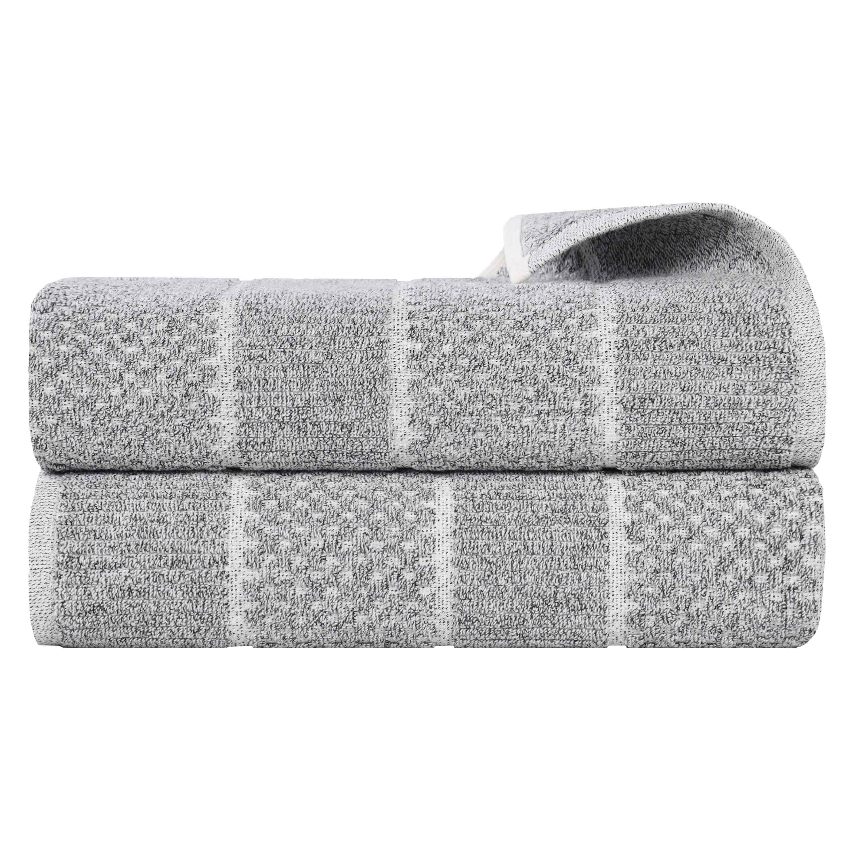 Premium Cotton Blend Checkered and Ribbed Bath Sheets Set of 2 - Ultra Soft & Absorbent Luxury Towels for Spa, Bathroom & Beach Use