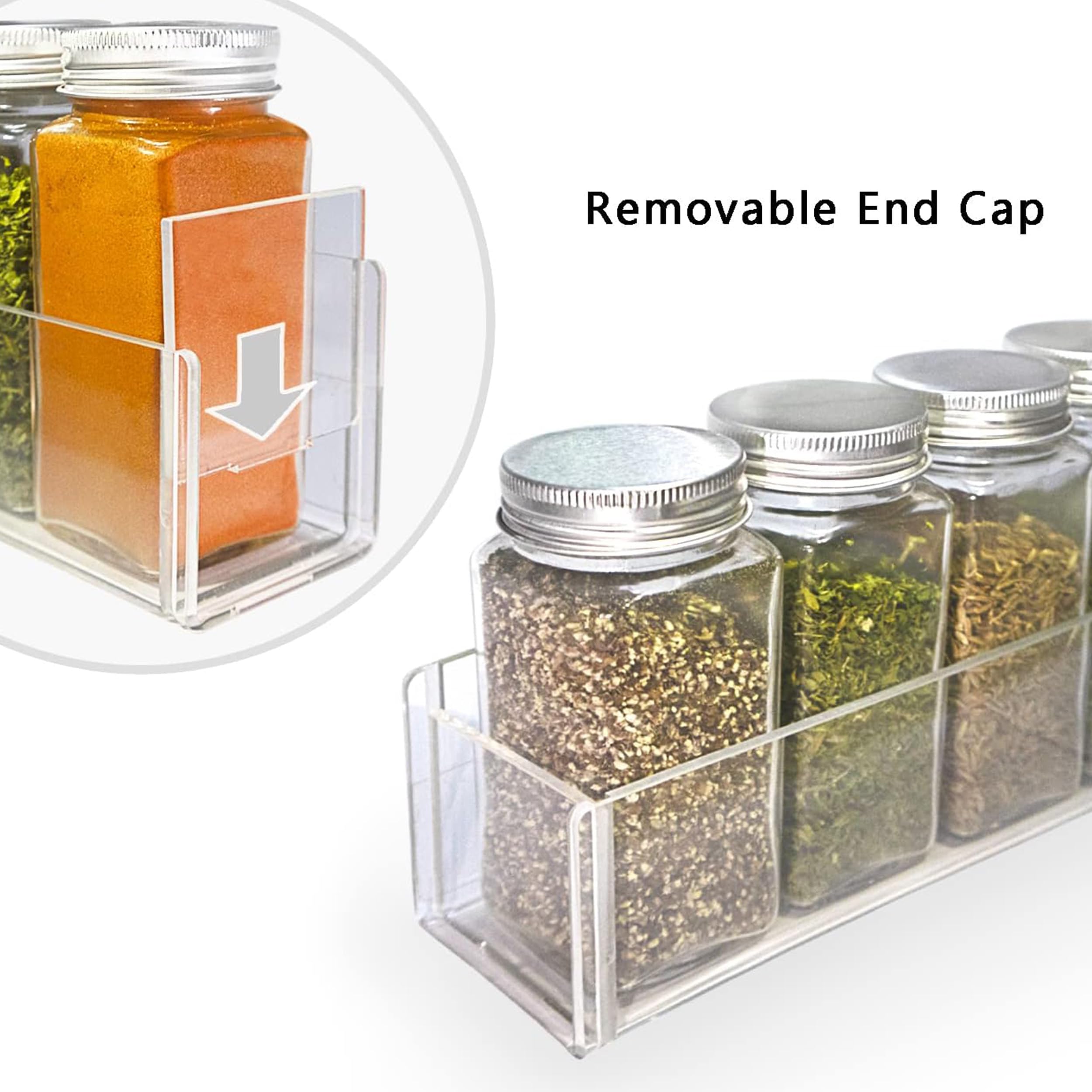 PMMASTO Clear Acrylic Spice Rack Organizer - 2 Pack with Nano Double Sided Tape | Wall Mount Kitchen Cabinet & Pantry Door Storage | Perfect for Spice Jars, Seasoning Bottles & Small Kitchen Essentials