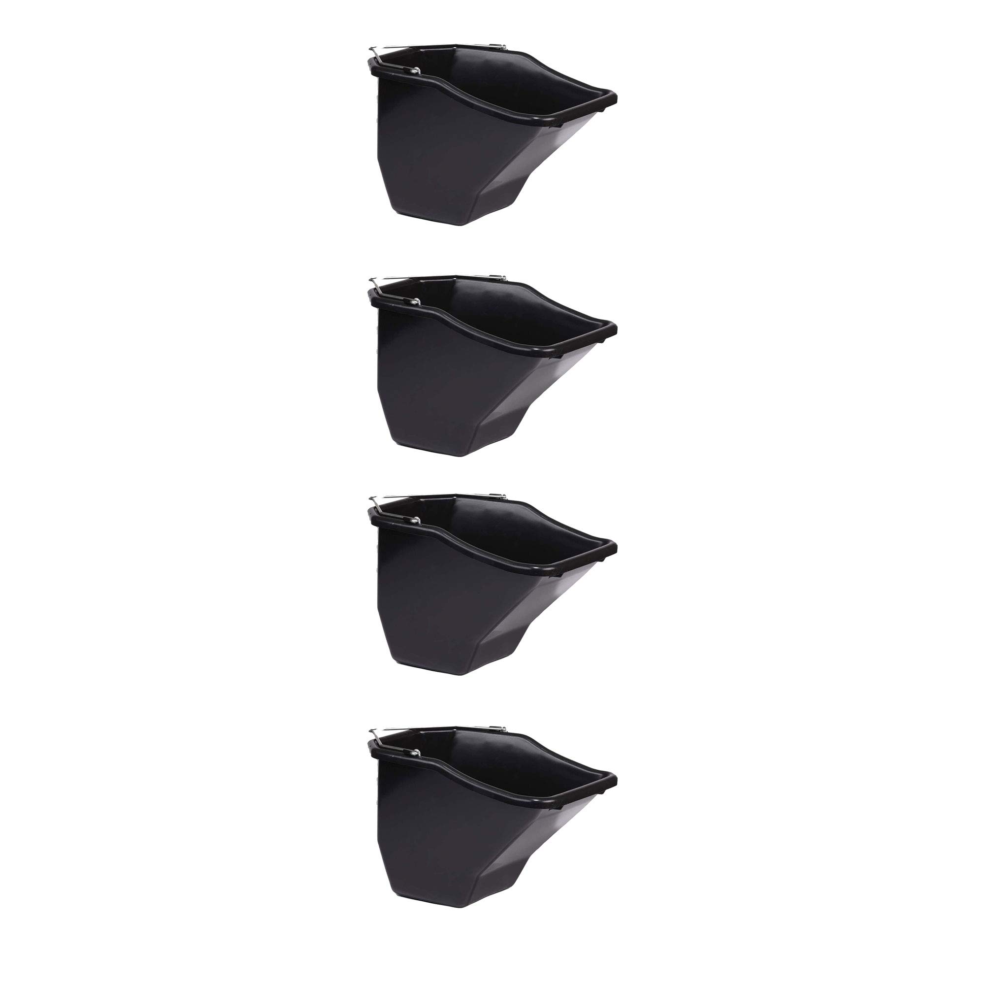 Little Giant 20 Quart Heavy-Duty Plastic Livestock Feed Bucket - Angled Design for Animal Comfort - 4 Pack Black - Perfect for Farm, Ranch & Pet Feeding Stations