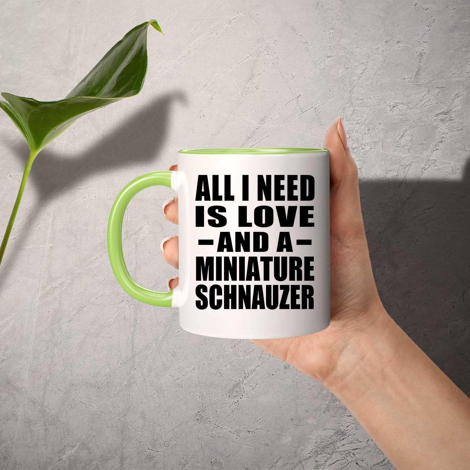 11oz Green Ceramic Coffee Mug with Handle - Miniature Schnauzer Dog Lover Gift for Birthday, Anniversary, Mother's Day, Father's Day - Perfect for Tea, Coffee & Home Office Use
