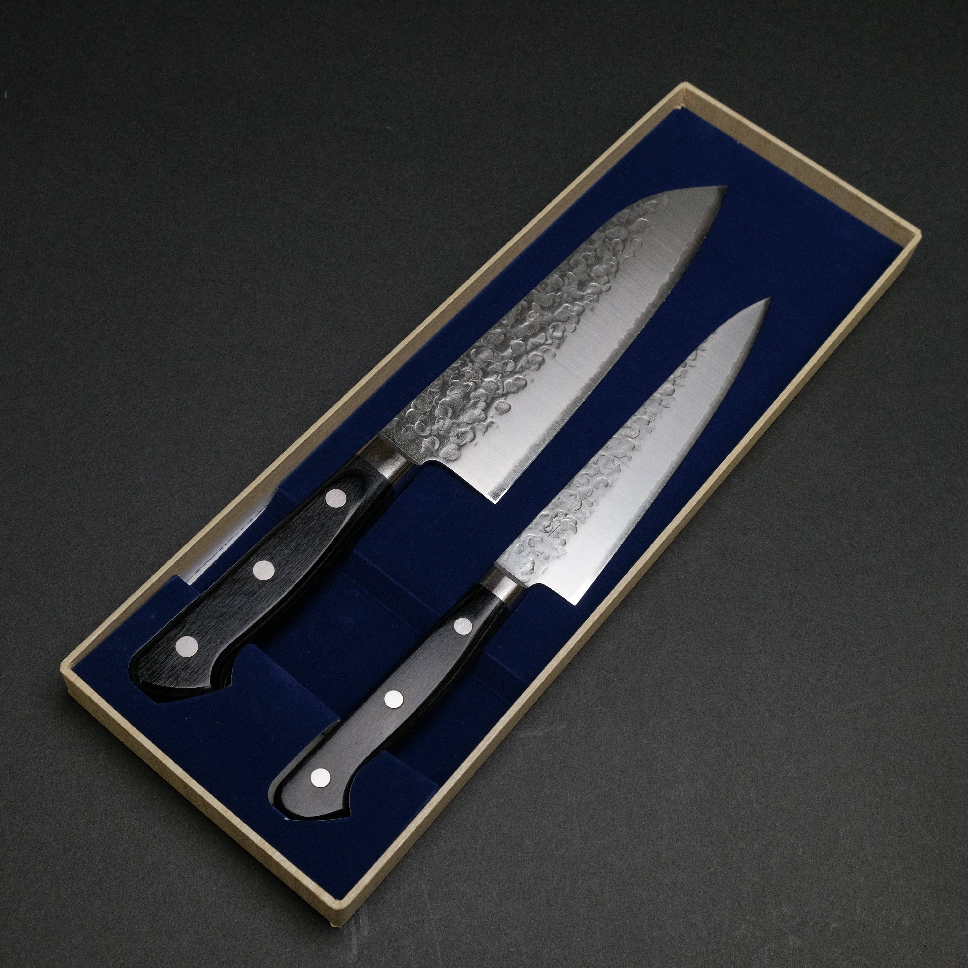 Hitohira T10 Tsuchime Japanese Knife Set - 150mm Petty & 165mm Santoku - High Carbon Steel Kitchen Knives for Slicing, Dicing & Chopping - Perfect for Home Chefs & Professional Cooking