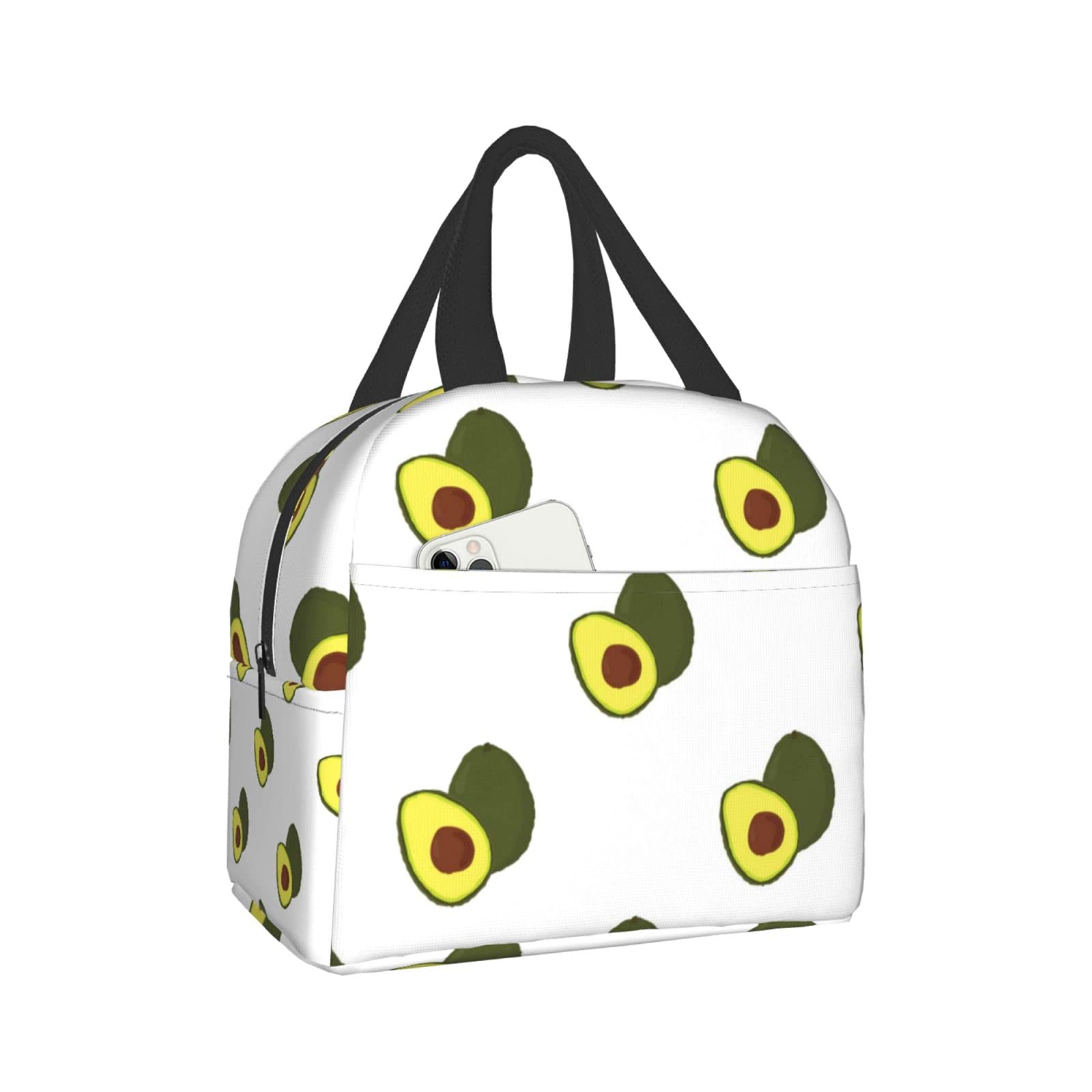 QIEARA Insulated Avocado Lunch Box - Durable Reusable Waterproof Picnic Bag for School, Travel & Shopping - Cute Kawaii Design for Men, Women, Girls & Boys | Perfect for Work, Beach Outings & Grocery Trips
