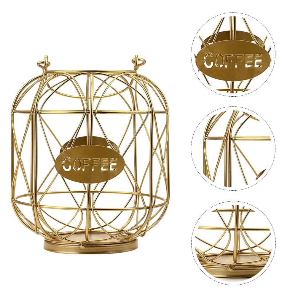 Golden Coffee Pod Holder - Espresso Capsule Storage Organizer for Keurig & Nespresso - Countertop Coffee Bar & Office Organization - Perfect for Kitchen, Pantry & Break Room