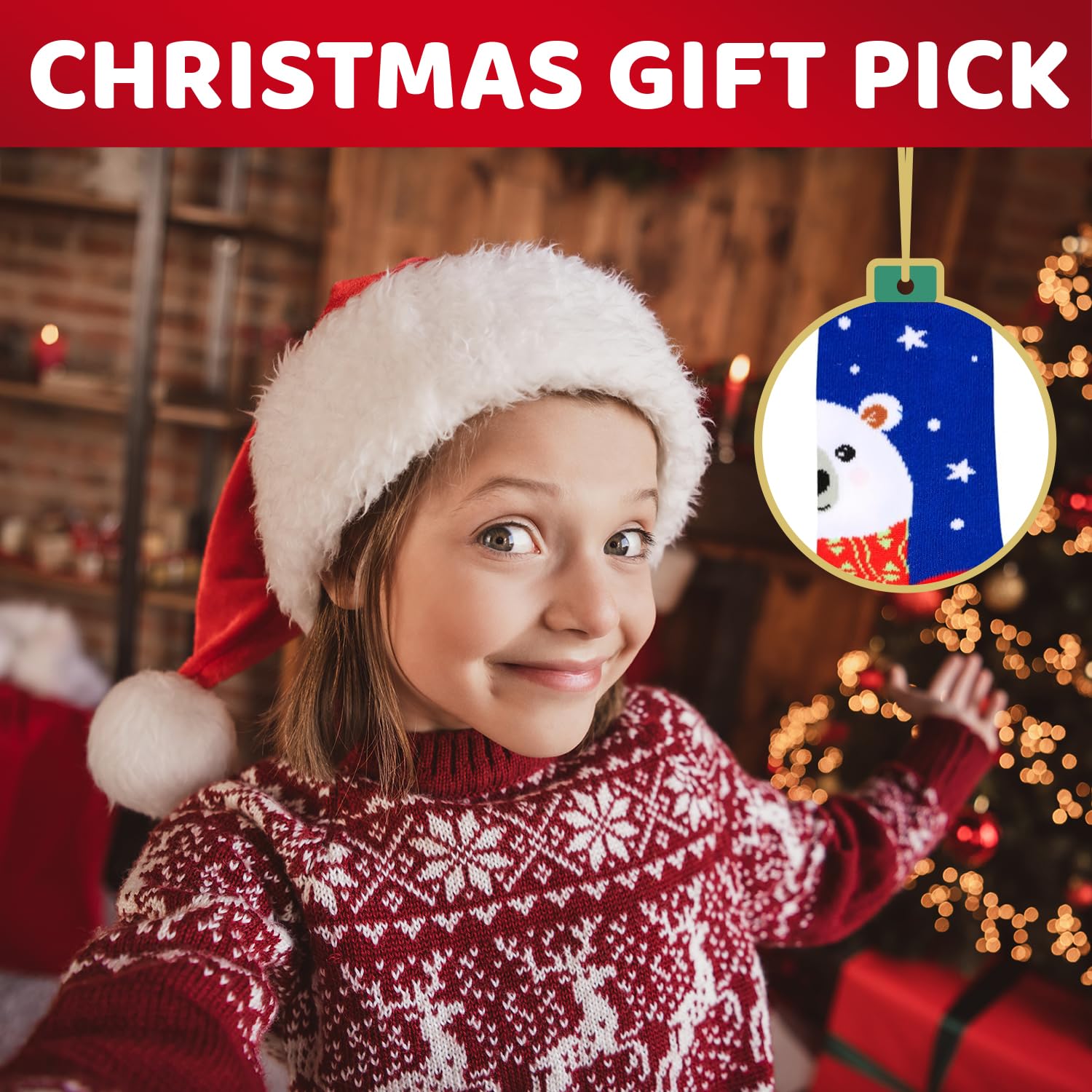 HappyPop Christmas Stocking Socks for Kids - Fun Holiday Gift Socks for Boys & Girls | Perfect for Secret Santa, Stocking Stuffers & Christmas Morning Surprises
