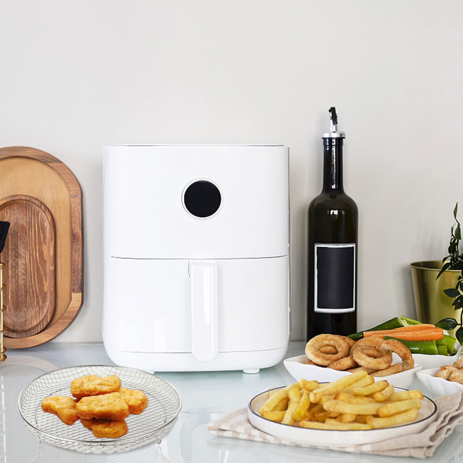 3-Layer Stackable Stainless Steel Air Fryer Basket & Rack - Compatible with Ninja Air Fryer Accessories - Perfect for Crispy Fries, Chicken Wings & Healthy Snacks