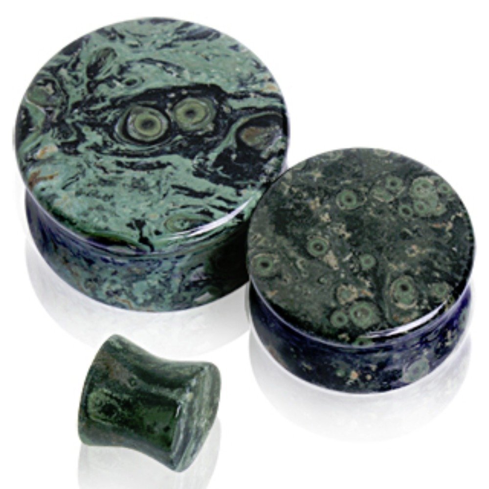 WildKlass Green Jasper Saddle Plug - Stylish Ear Stretchers for Body Jewelry