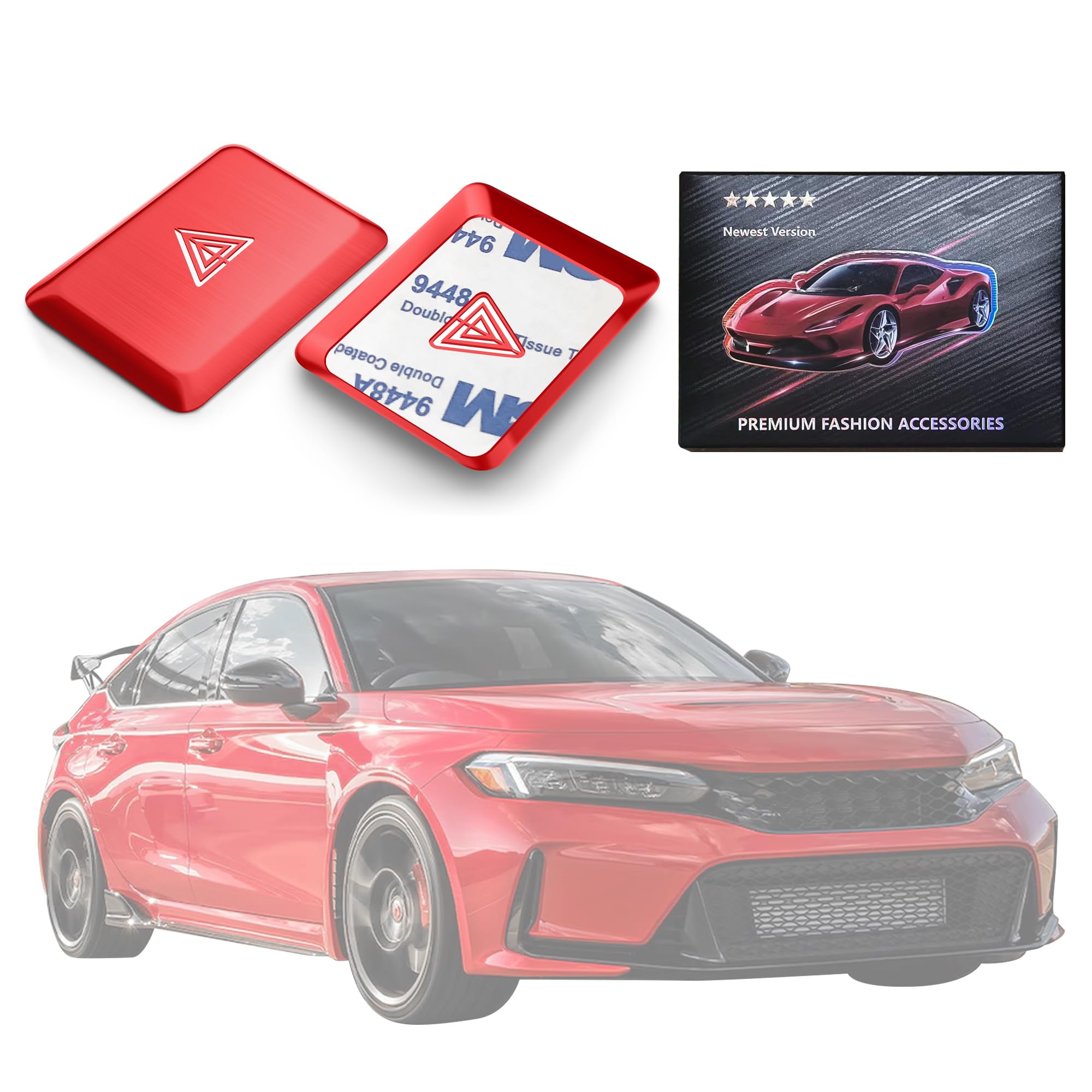 Honda Civic 2022-2025 Accord HRV CRV 2023-2025 Acura Integra 2023-2024 Hazard Warning Light Push Button Cover - Emergency Flashers Trim Accessories (Red) | Car Interior Upgrade & Safety Enhancement