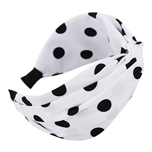 2PCS Stylish Bow Knot Dot Print Hairbands for Women - Soft Elastic Head Hoop for Girls - Adjustable Hair Accessories (White, One Size) | Perfect for Parties, Weddings, and Everyday Fashion