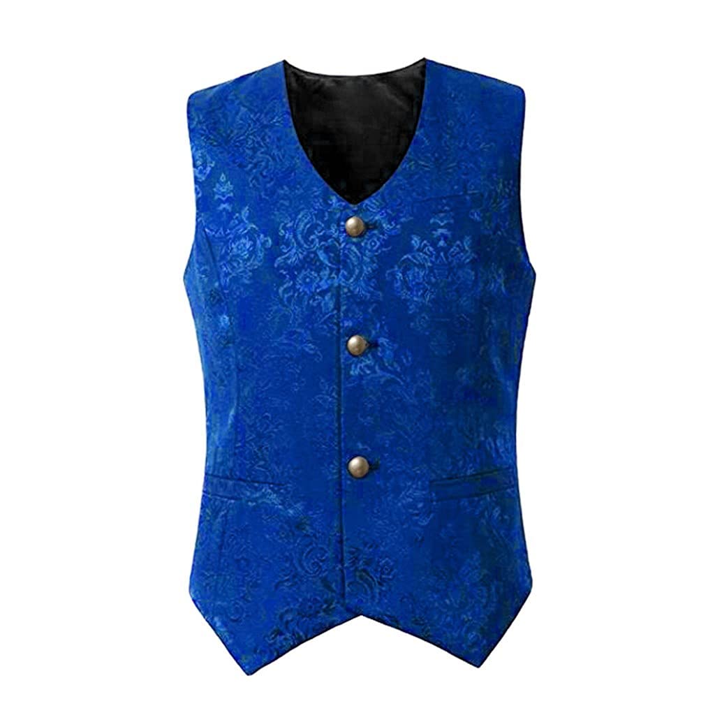 Red Punk Vintage Men's Suit Vest - Tailcoat Jacket with Buttons for Fashion Outwear & Overcoat | Perfect for Punk Rock Concerts, Cosplay, and Retro Themed Events
