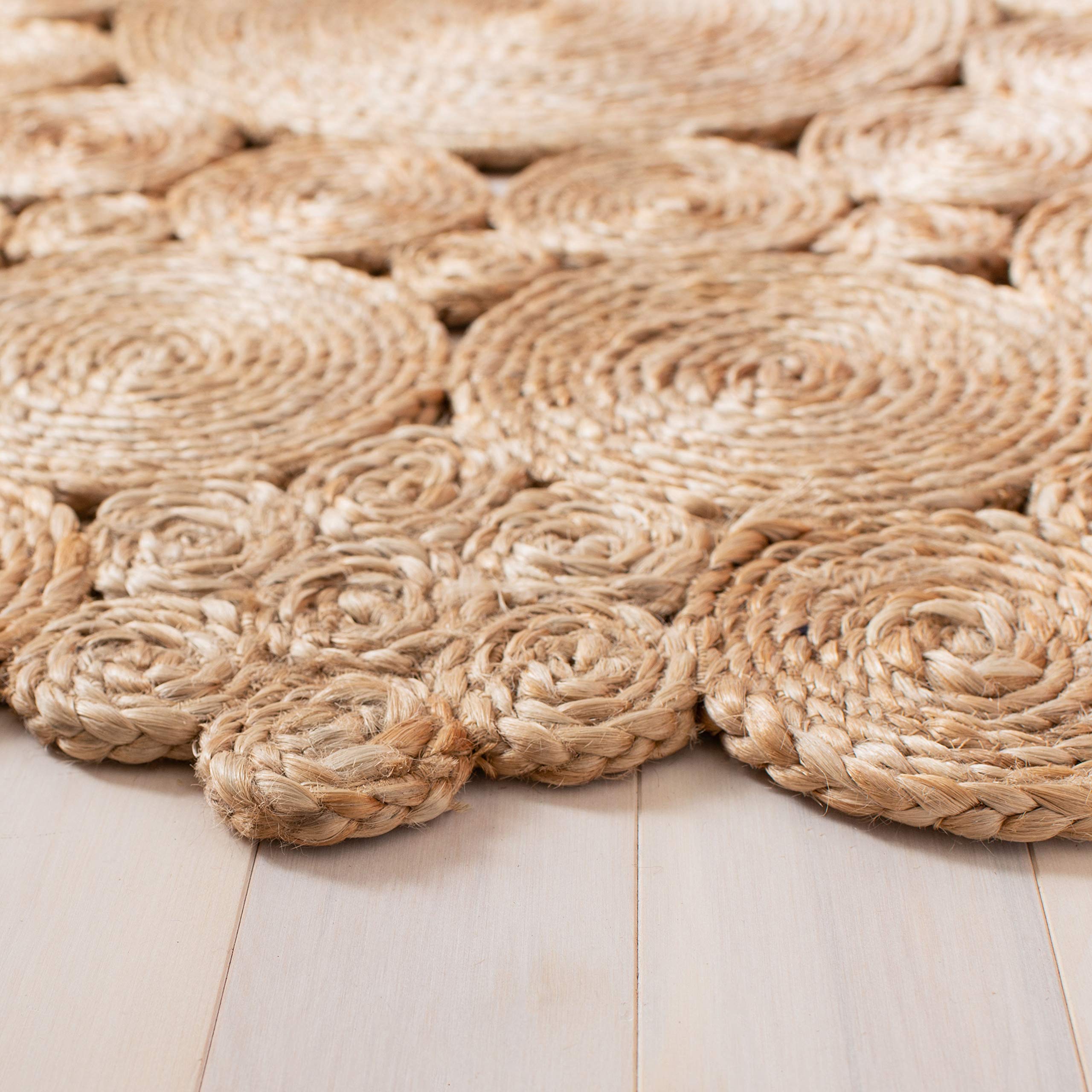SAFAVIEH Handmade Boho Jute Area Rug 8' Round - Natural Fiber Round Collection NFB245A for Living Room, Bedroom & Boho Decor