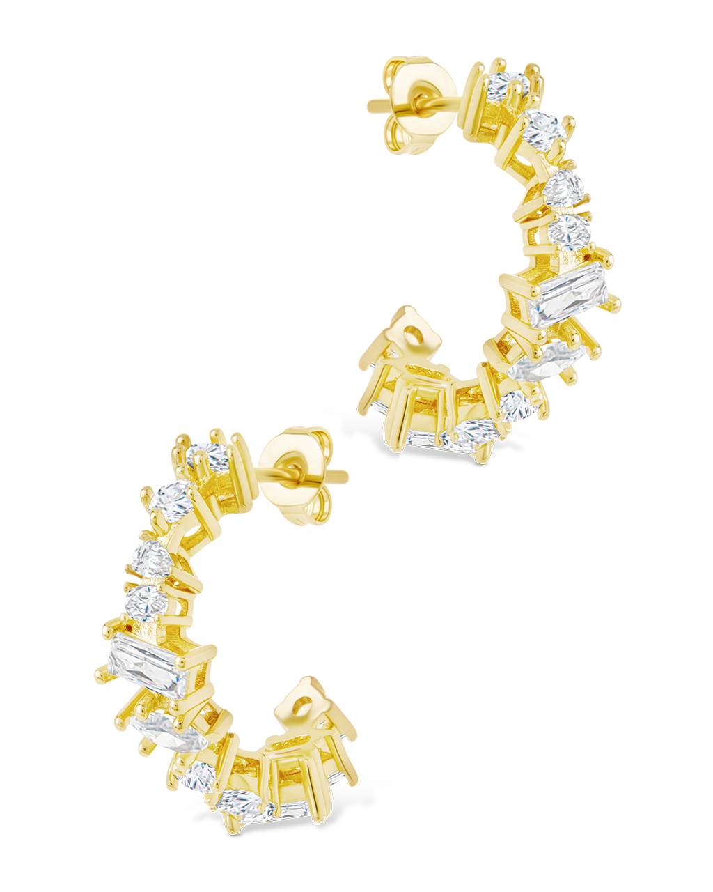 Keziah Geo Cut CZ Hoops - Stylish Cubic Zirconia Earrings for Women | Perfect for Parties, Weddings & Everyday Wear