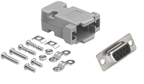 DB9 Female Solder Type Unshielded Plastic Hood Connector - RS232 Serial Port Adapter for Computer, Industrial Equipment and Networking Devices