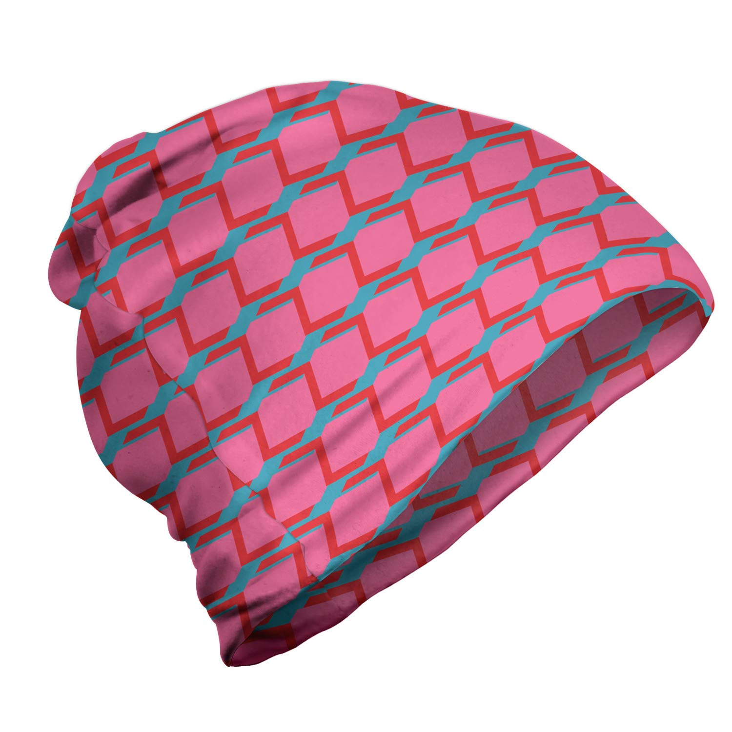 Ambesonne Unisex Beanie - Modern Zigzag Knit Pattern for Men & Women - Warm Winter Hat for Hiking, Skiing, and Outdoor Activities