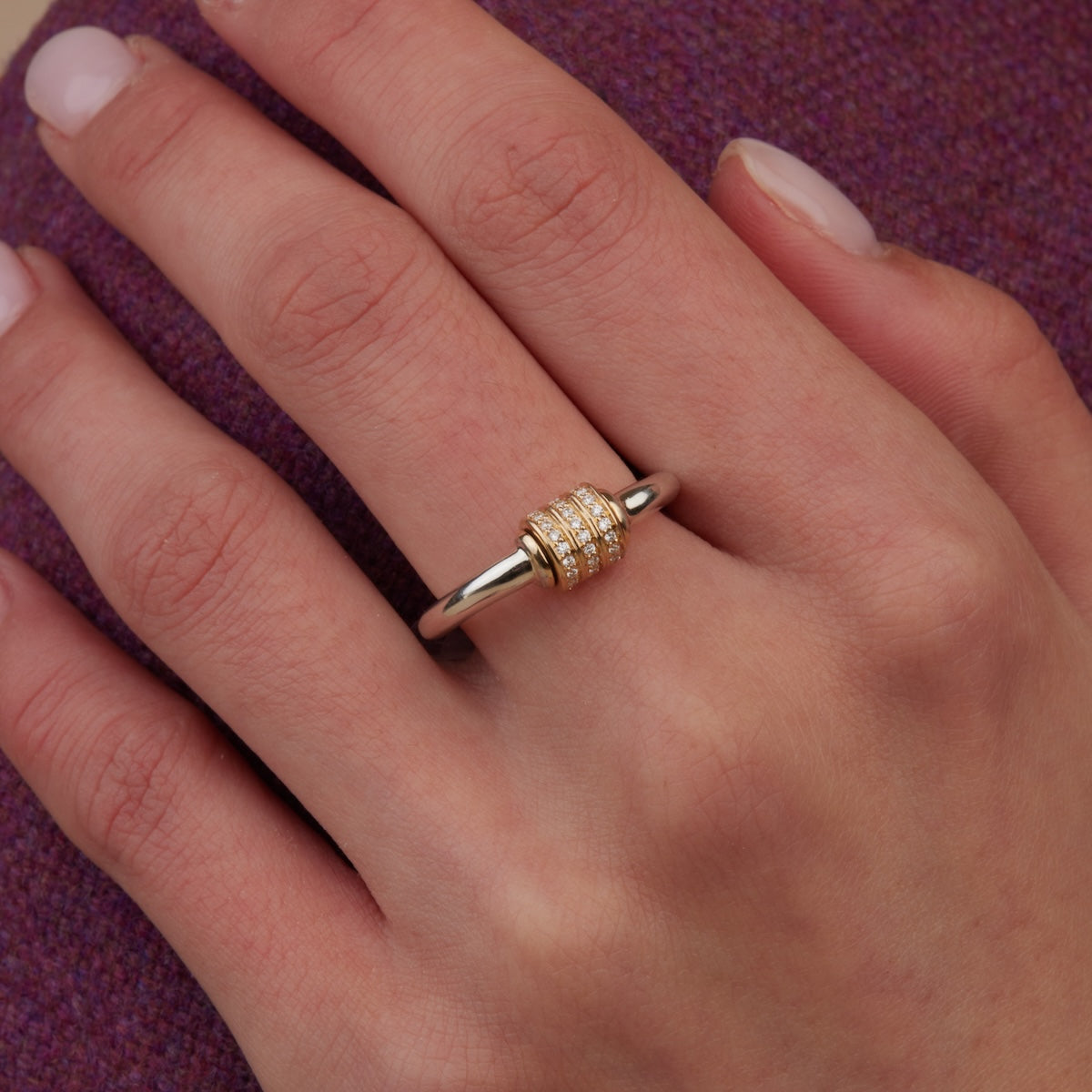 Two Tone Spinning Latch Ring - Elegant Adjustable Jewelry for Women | Perfect for Everyday Wear, Date Nights & Special Occasions