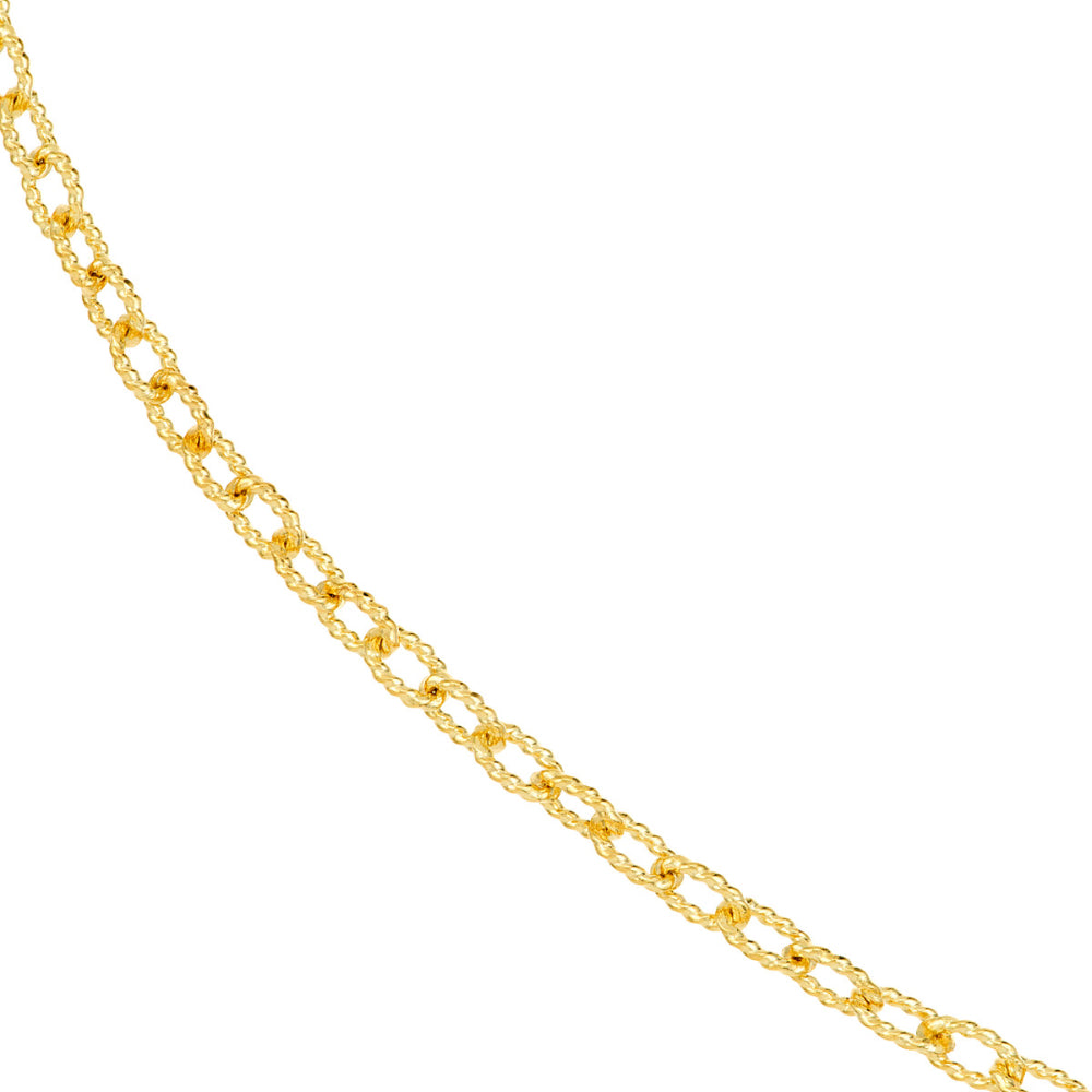 14K Gold Designer Rolo Chain Necklace - 18 Inch Solid Gold Rope Chain for Women - Perfect for Layering, Gift Giving & Everyday Elegance