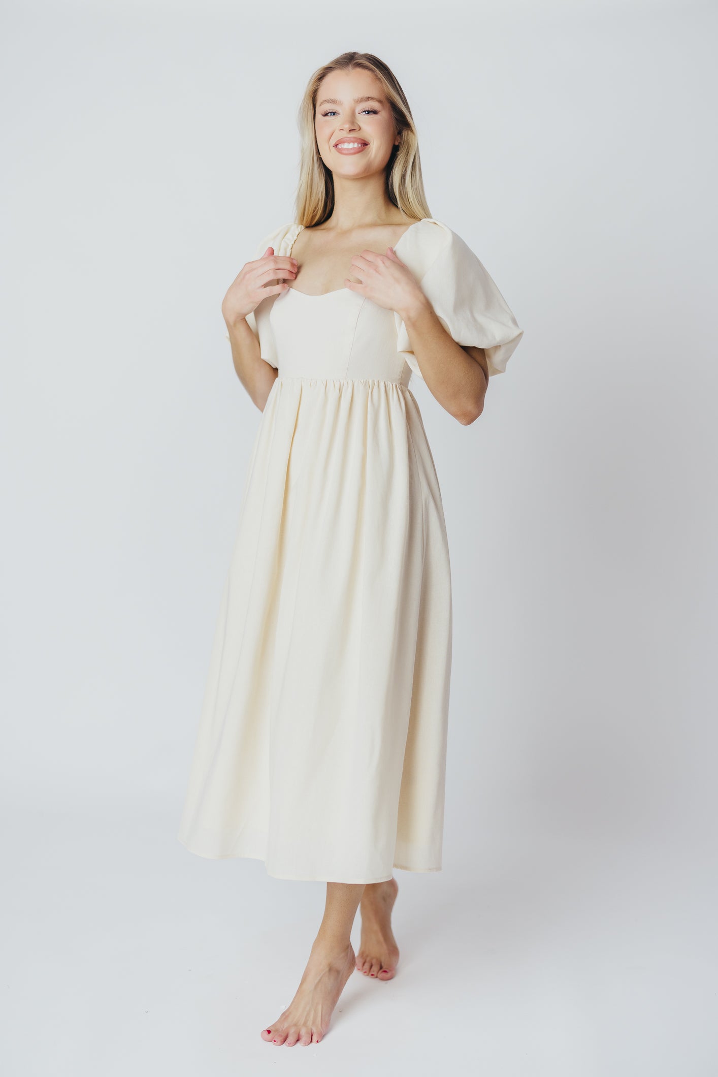 Hamilton Ivory Midi Dress - Bump Friendly Maternity Dress for Pregnancy & Nursing | Perfect for Weddings, Parties & Special Occasions