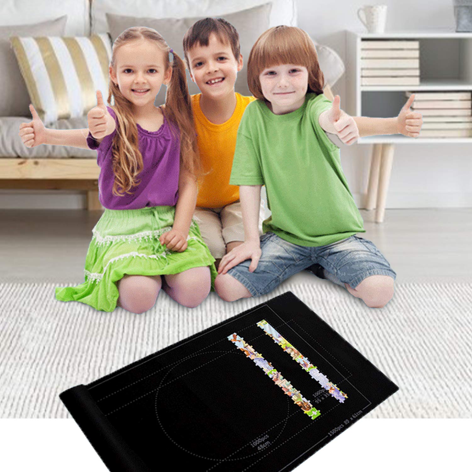 LATTCURE Puzzle Mat Roll Up - Large Felt Puzzle Storage Mat for 1000, 1500, 2000 Piece Puzzles - Portable Foldable Puzzle Saver for Adults & Kids - Perfect for Game Nights, Travel & Home Organization