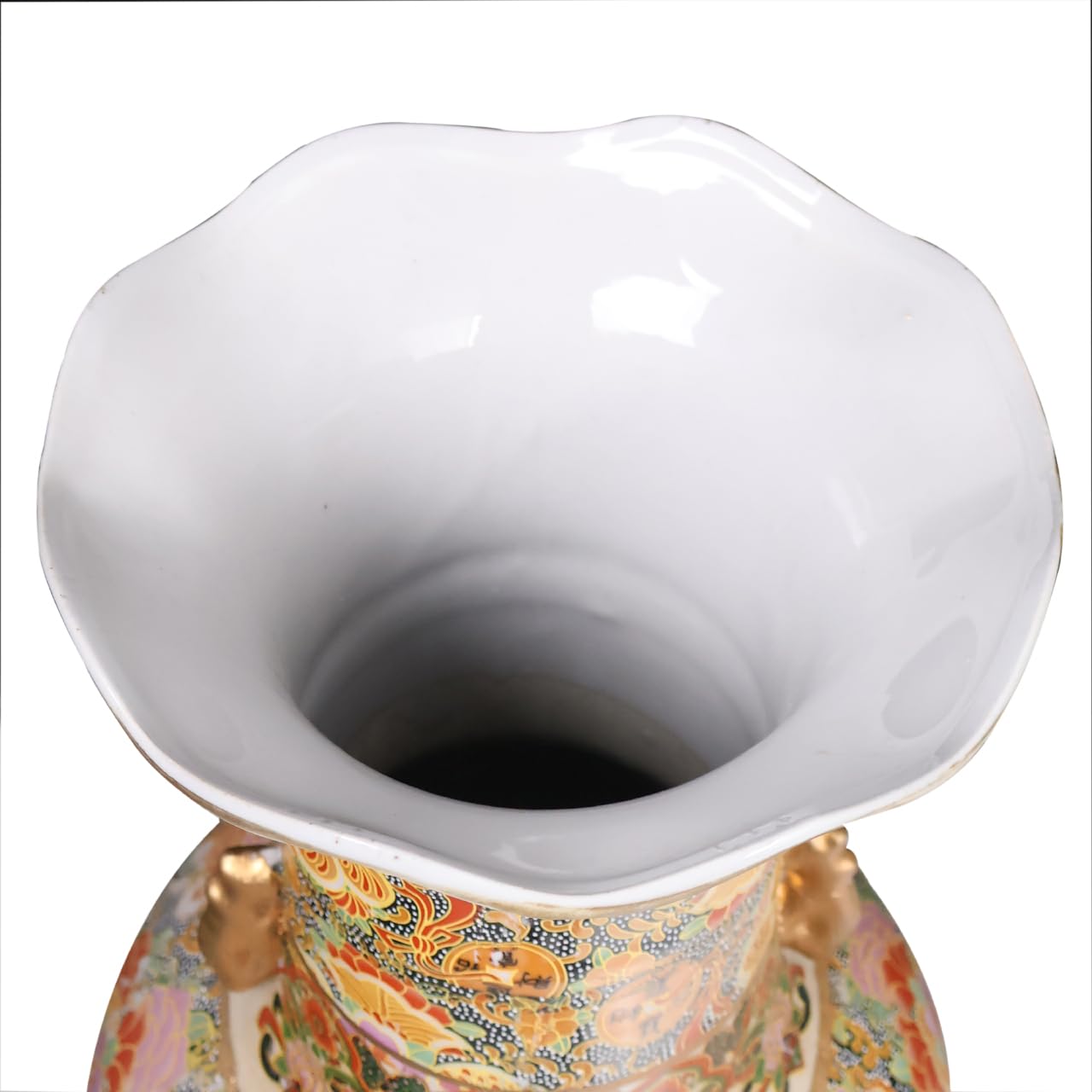 Japanese Satsuma Fluted Vase with Handles - Antique Oriental Ceramic Vase for Home Decor, Wedding Centerpiece & Gift Idea
