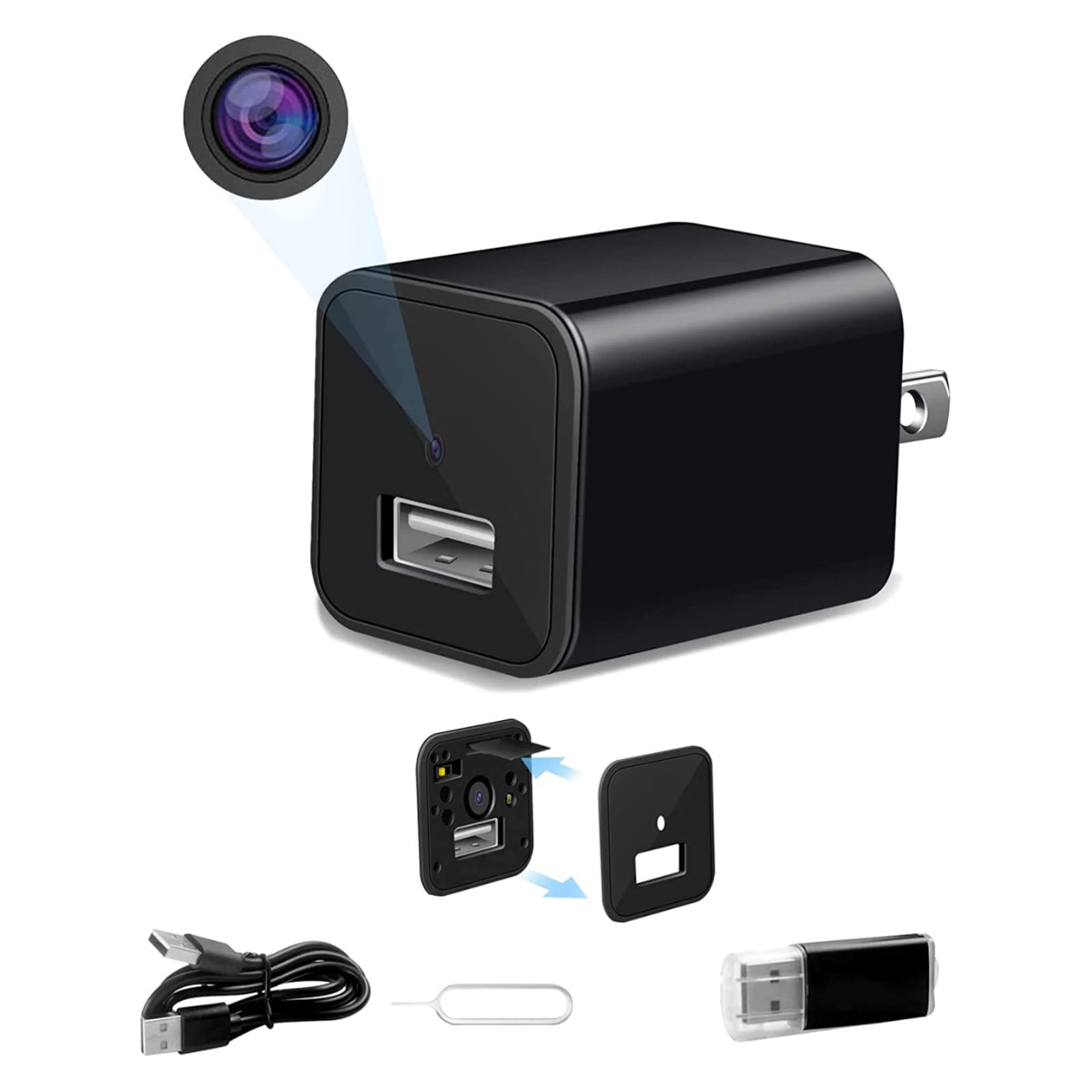 CFOZUZO Spy Camera Charger - 1080P HD Mini Hidden Camera in USB Charger | Nanny Cam & Surveillance Camera for Home Security, Office Monitoring & Covert Recording