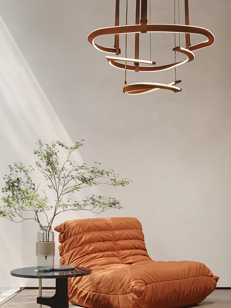 ModaLux Handcrafted Leather LED Chandelier - Modern Rustic Lighting Fixture for Dining Room, Living Room & Bedroom Decor