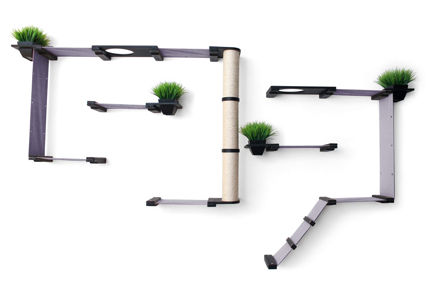 Multi-Level Wall Mounted Cat Climbing Furniture Set - Scratch Post, Hammock Lounge & Play Shelves for Indoor Cats | Space-Saving Cat Activity Center for Small Apartments & Pet-Friendly Homes