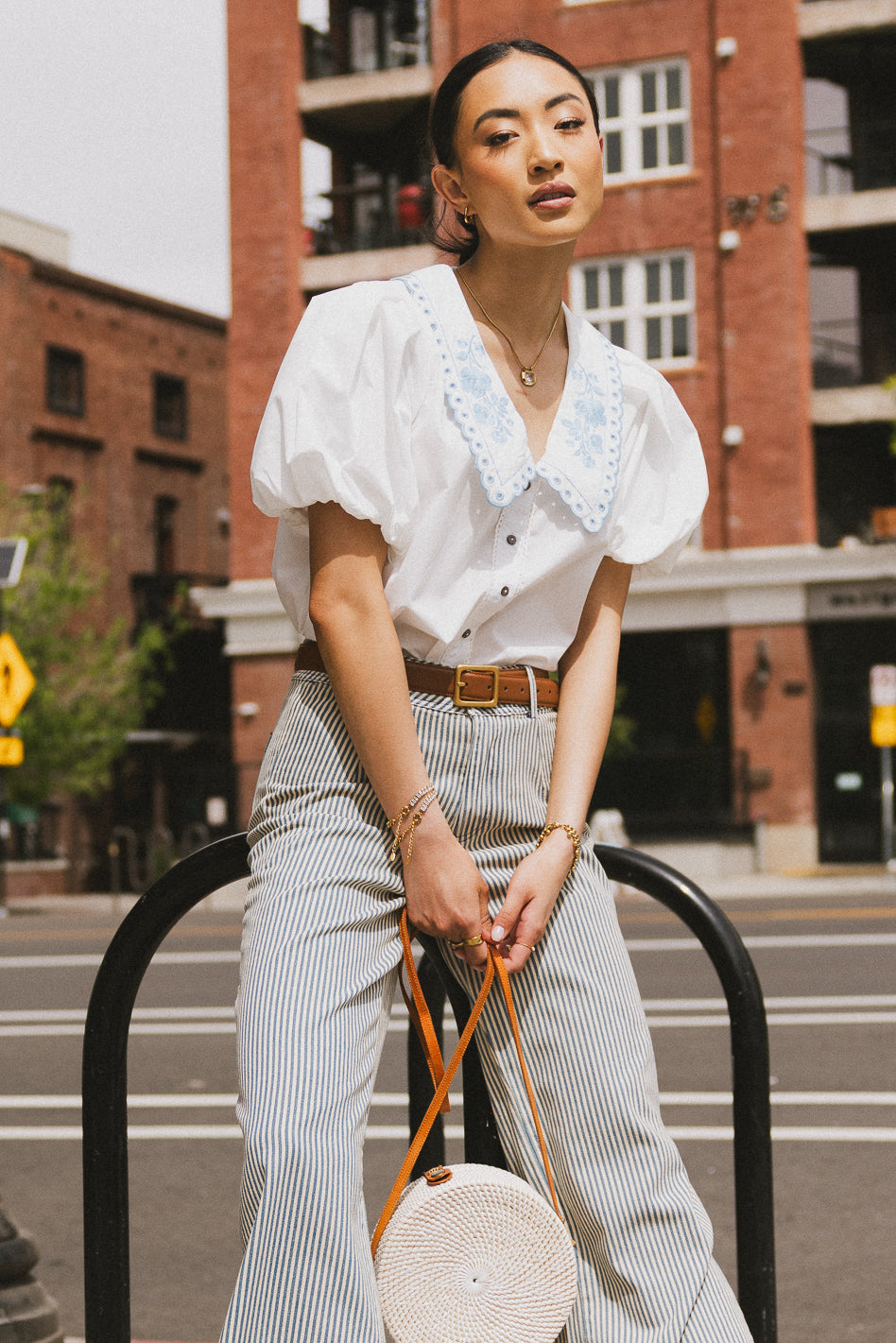 Lara Embroidered Blouse Women's Off White Floral Lace Top - Perfect for Spring Summer Office Wear & Casual Outings