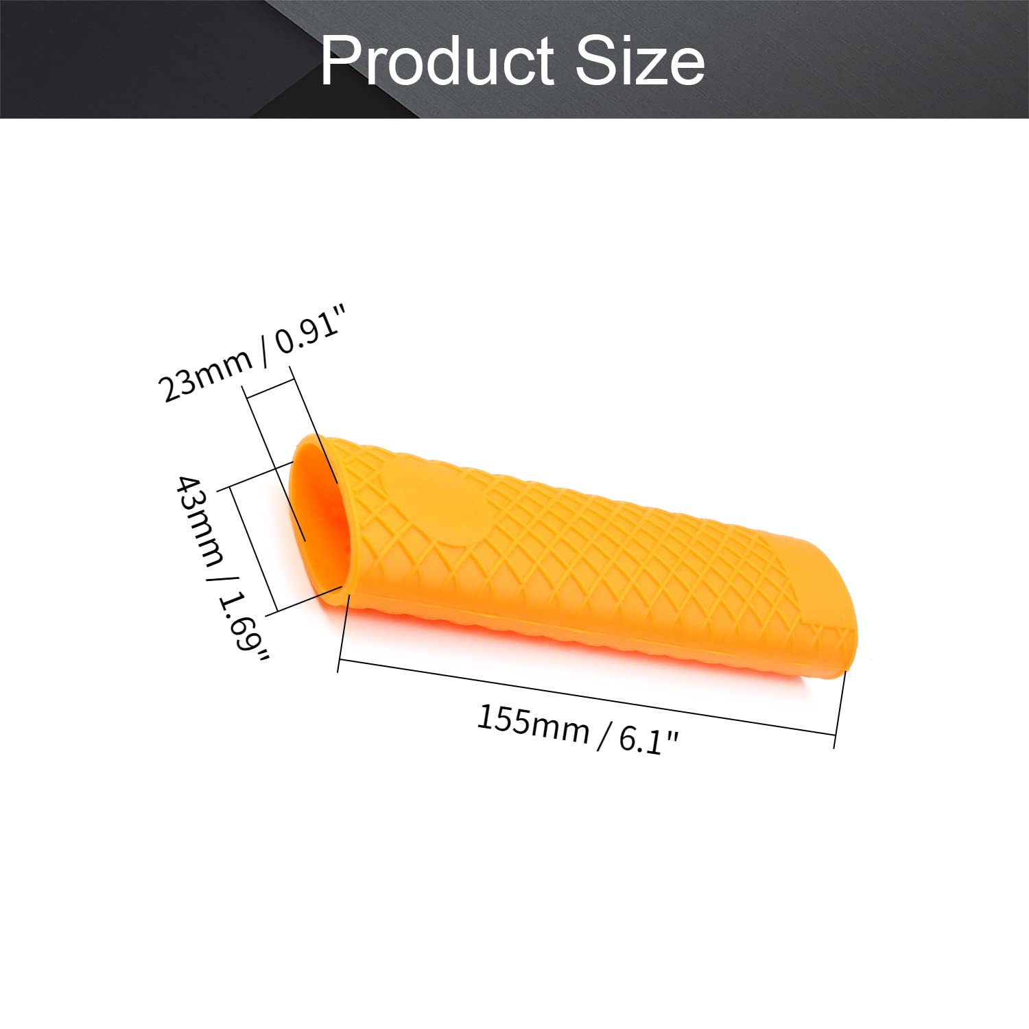 Heat Resistant Silicone Hot Handle Holder - 6.1 Inch Non-Slip Pot Handle Sleeve for Cast Iron Pots, Woks, Frying Pans & Skillets - Oven Safe Kitchen Accessories (Orange, 2-Pack) - Perfect for Cooking, Grilling & Baking