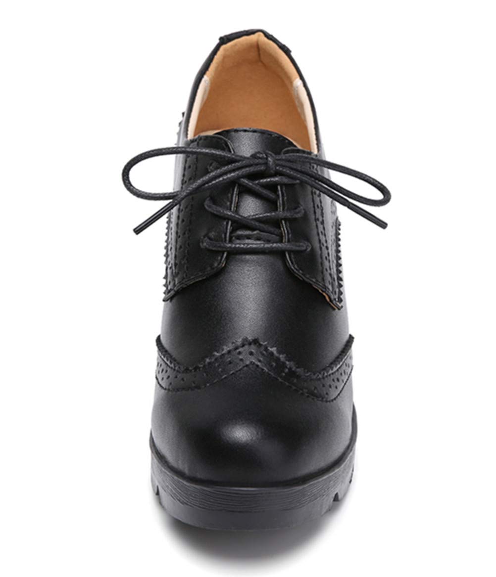 DADAWEN Women's Classic T-Strap Platform Oxford Shoes - Mid Heel Square Toe Dress Pumps for Work, Party & Wedding | Comfortable & Stylish Women's Formal Shoes