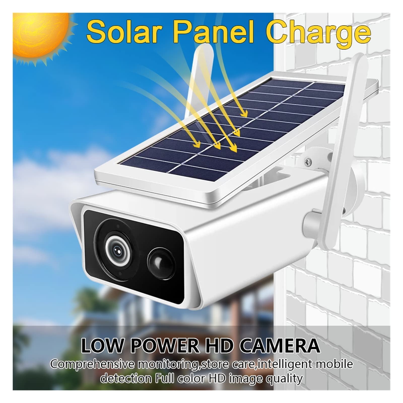 SilteD 5MP Solar Security Camera Outdoor - WiFi Wireless Solar Powered Camera with Built-in Battery, PIR Motion Detection, 30M Night Vision & 128GB Card - Perfect for Home, Garage, Yard & Business Surveillance