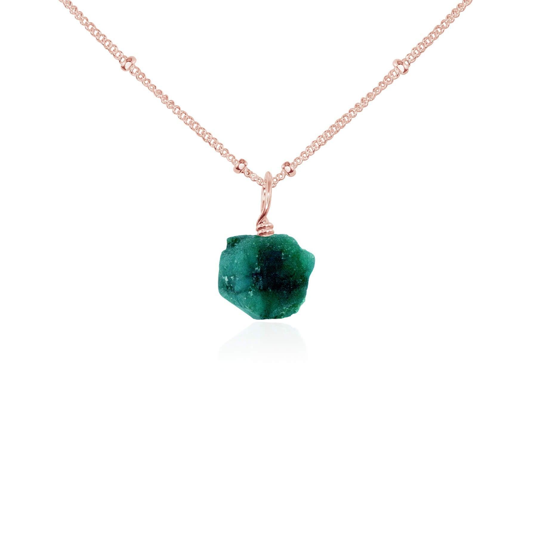 Natural Raw Emerald Pendant Necklace - Handmade Sterling Silver Jewelry for Women - Perfect for Boho, Hippie & Nature Lover Gifts