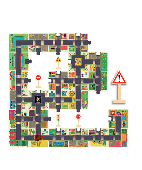 Premium Giant Puzzle - The City by Djeco | 500-Piece Educational Jigsaw for Kids & Adults | Perfect for Family Game Night & Classroom Learning Activities