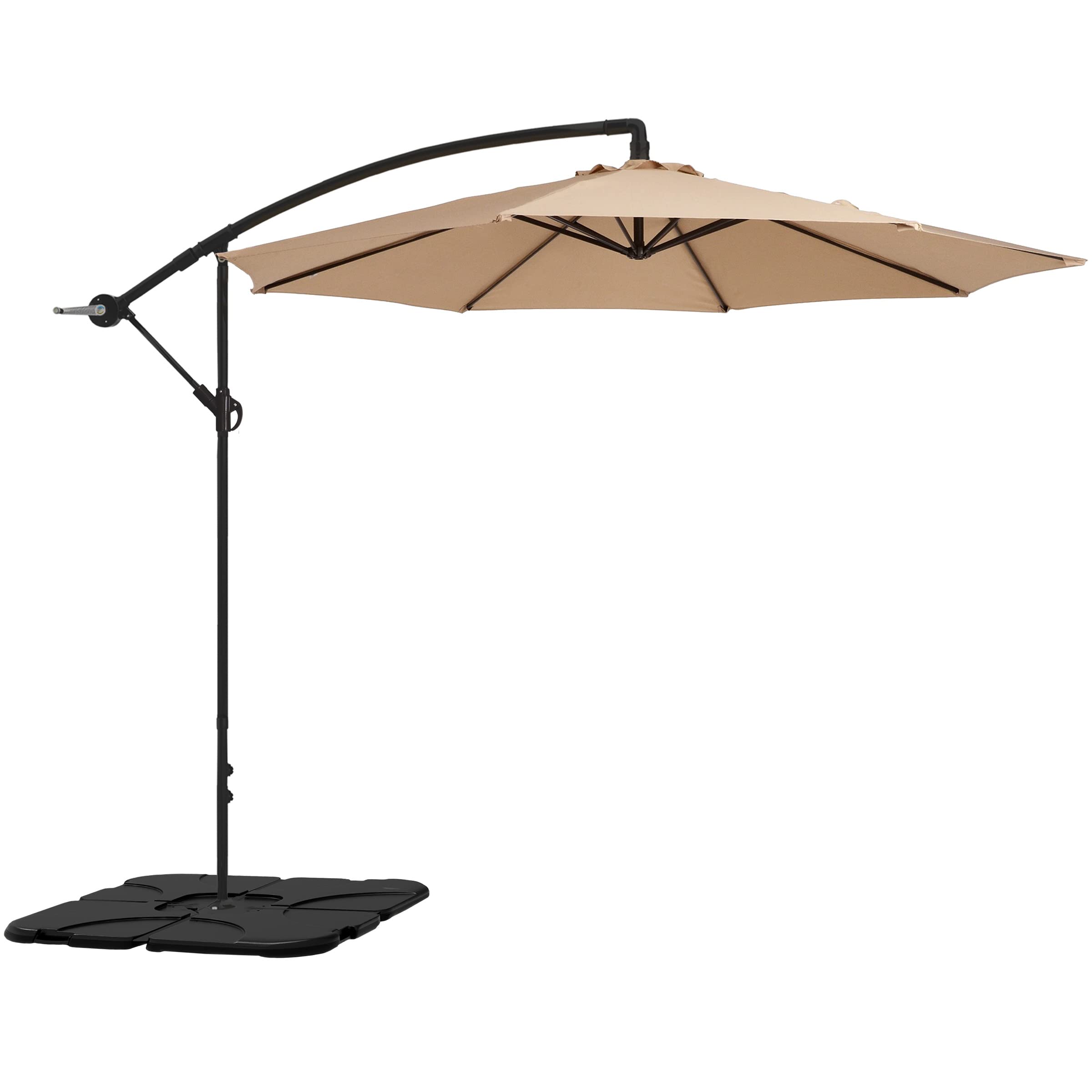 Pure Garden 83-OUT5410B 10 Ft Cantilever Outdoor Patio Umbrella with 220lb Weighted Base - Beige | Perfect for Poolside, Backyard, and Beach Shade