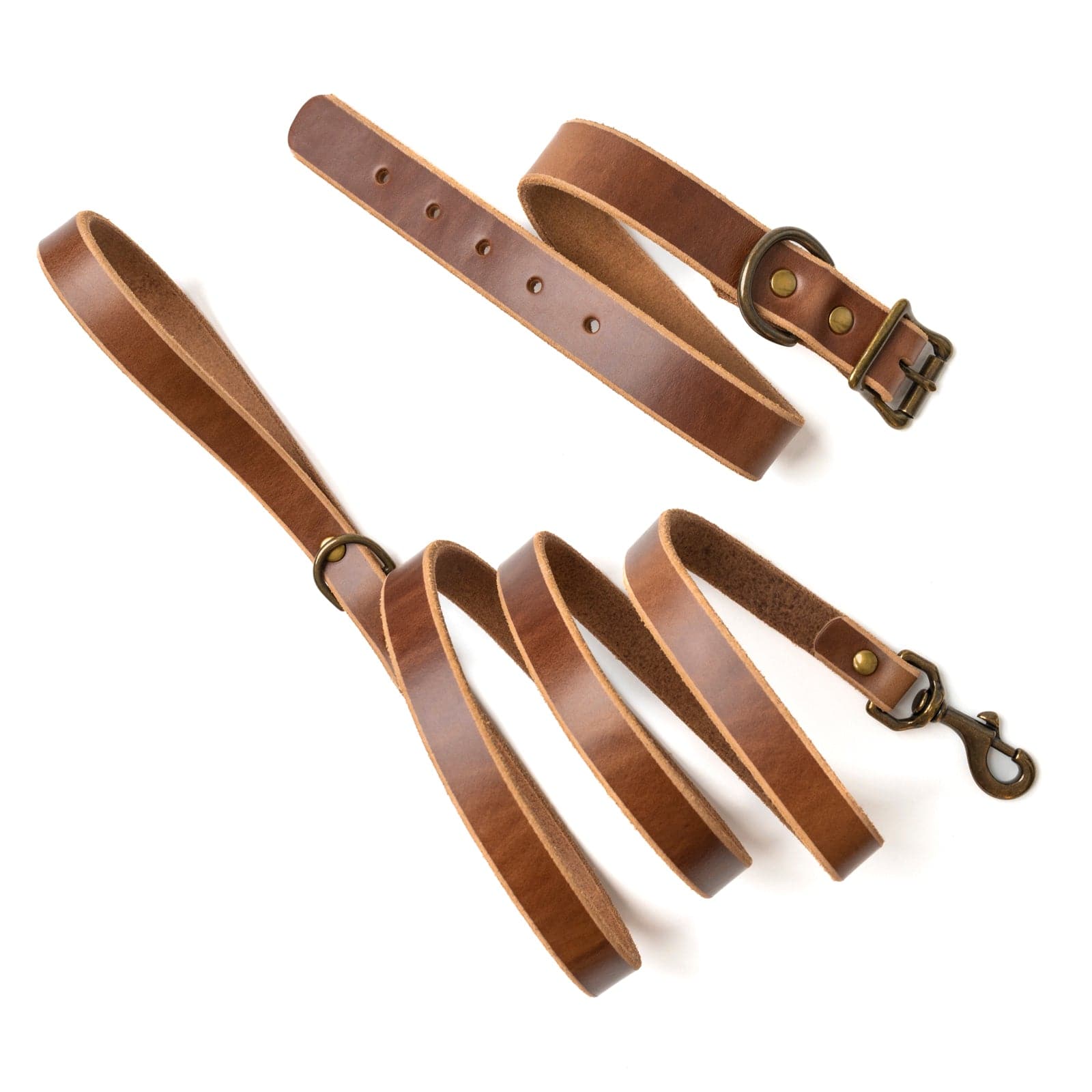 Premium Matching Dog Collar & Leash Set - Natural Leather, Adjustable Pet Walking Accessories for Small Medium Large Dogs - Perfect for Daily Walks, Training & Outdoor Adventures
