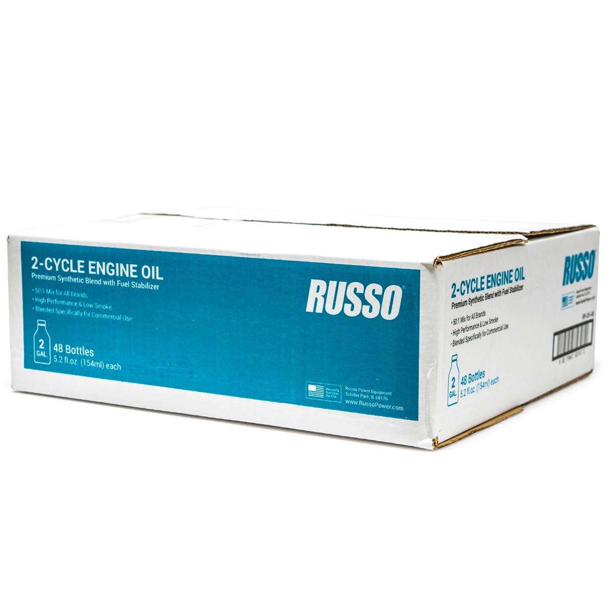 48 Bottles Russo Synthetic Blend 2 Cycle Motor Oil 5.2 Oz 50:1 Mix - 2 Gallon Compatible with Echo, Stihl, Husqvarna Chainsaws & Outdoor Power Tools - Ideal for Lawn Mowers, Leaf Blowers, Trimmers & More