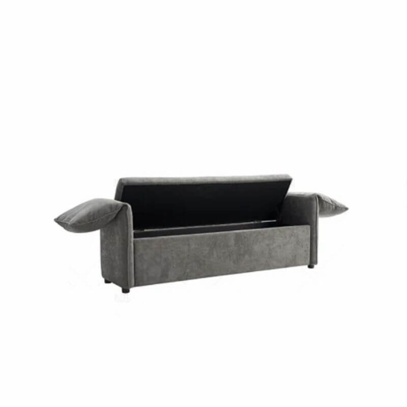 Modern Upholstered Solid Color Accent Bench with Armrest and Hidden Storage - Perfect for Living Room, Bedroom or Entryway Seating & Organization