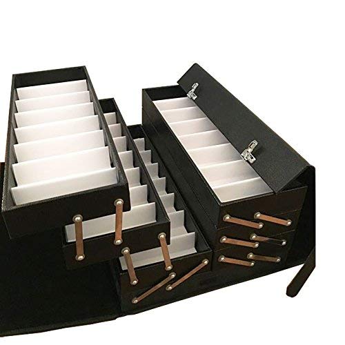 INTSUPERMAI Foldable PU Leather Eyeglasses Storage Organizer with Password Lock - Portable Eyewear Display Case for Travel, Home & Office Organization