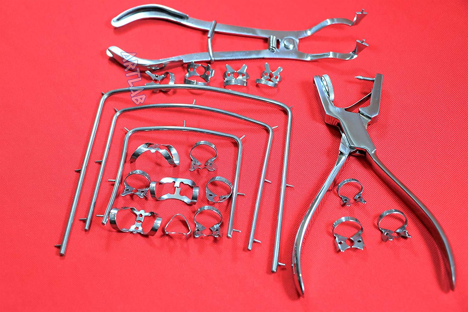 20pcs Dental Clamp Kit - Stainless Steel Rubber Dam Clamps, Frames & Tools for Dentists