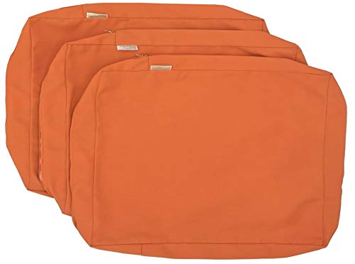 Waterproof Outdoor Chair Cushion Covers - 24x16x4 Inch (Set of 3) - Sun-Resistant Orange Patio Seat Pillows for Garden, Poolside & Deck Furniture - CozyLounge Sunkissed Collection