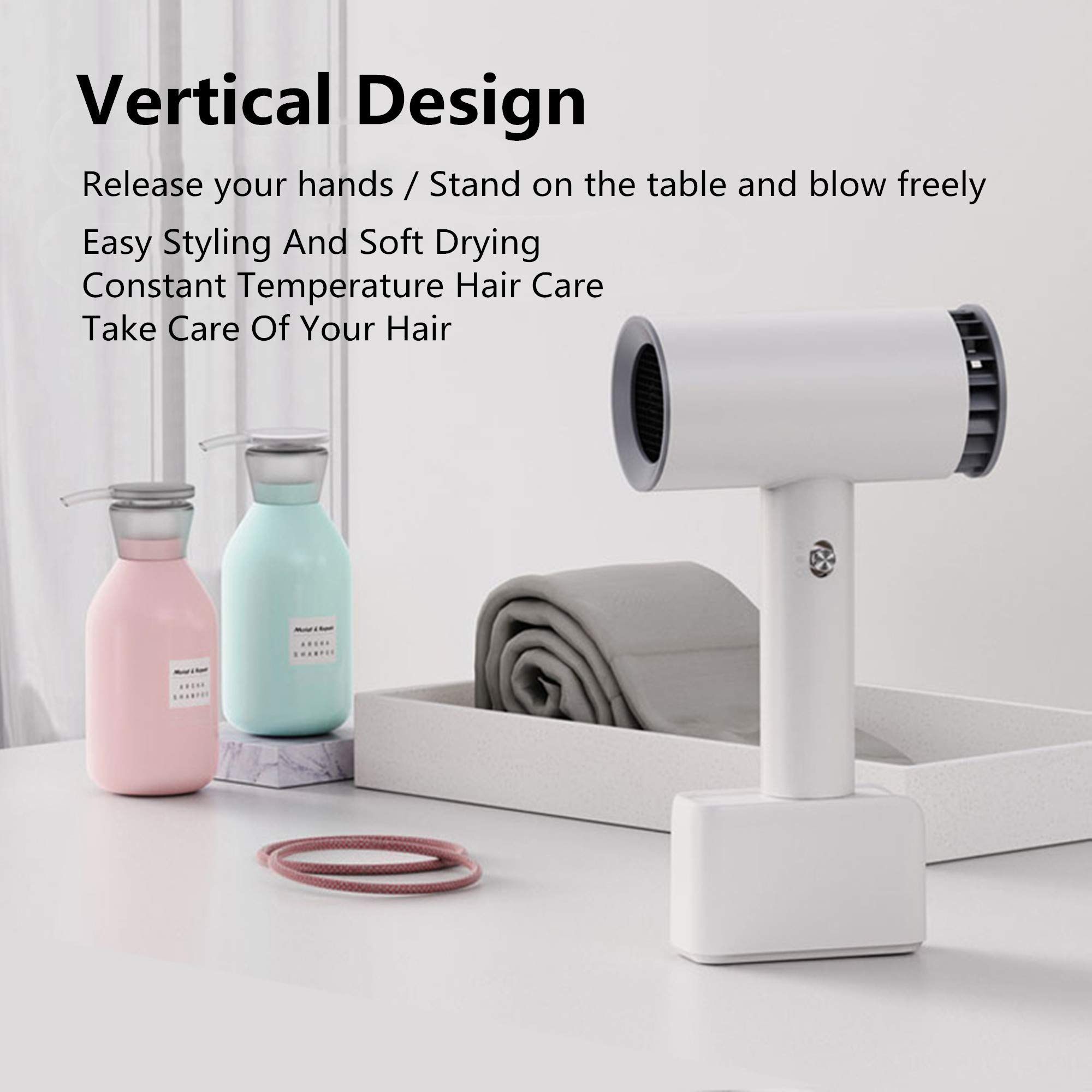 Wireless Hair Dryer 350W - Rechargeable Cordless Blow Dryer with Hot & Cold Air Settings for Travel, Gym, Home Use - Portable Hairdryer for Indoor & Outdoor - White