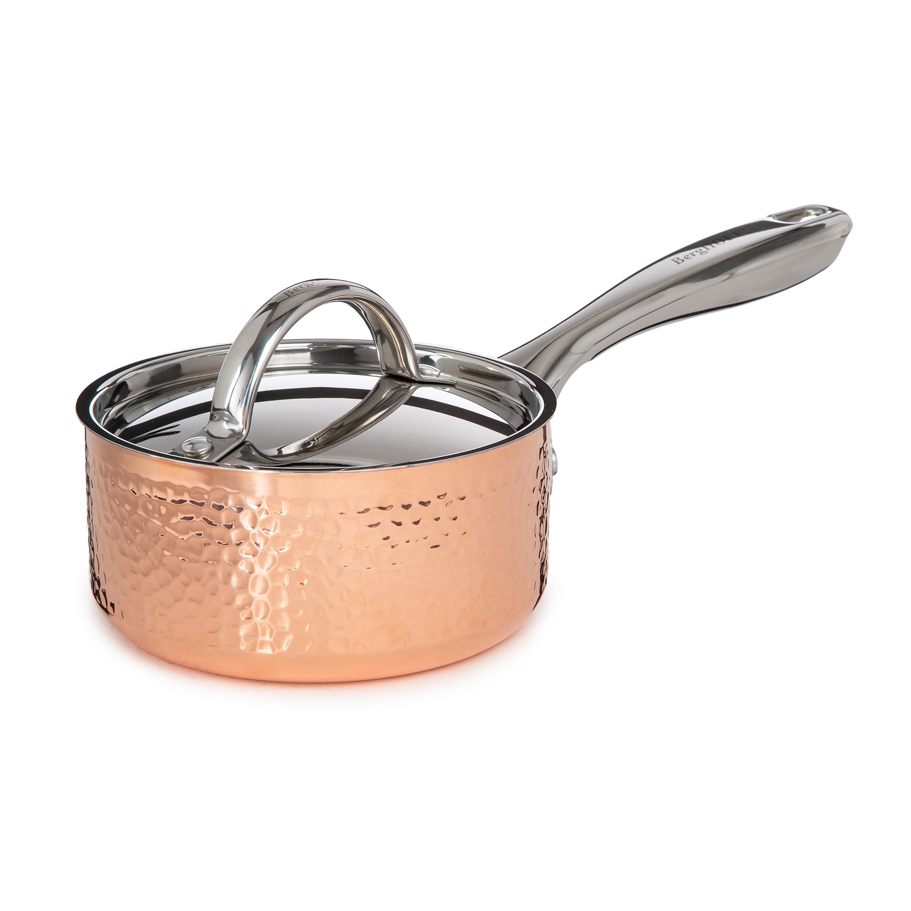BergHOFF Vintage Tri-Ply Copper 1 Quart Saucepan with Lid - Hammered Finish for Professional Cooking & Home Kitchen Use - Perfect for Sauces, Soups & Melting Chocolate