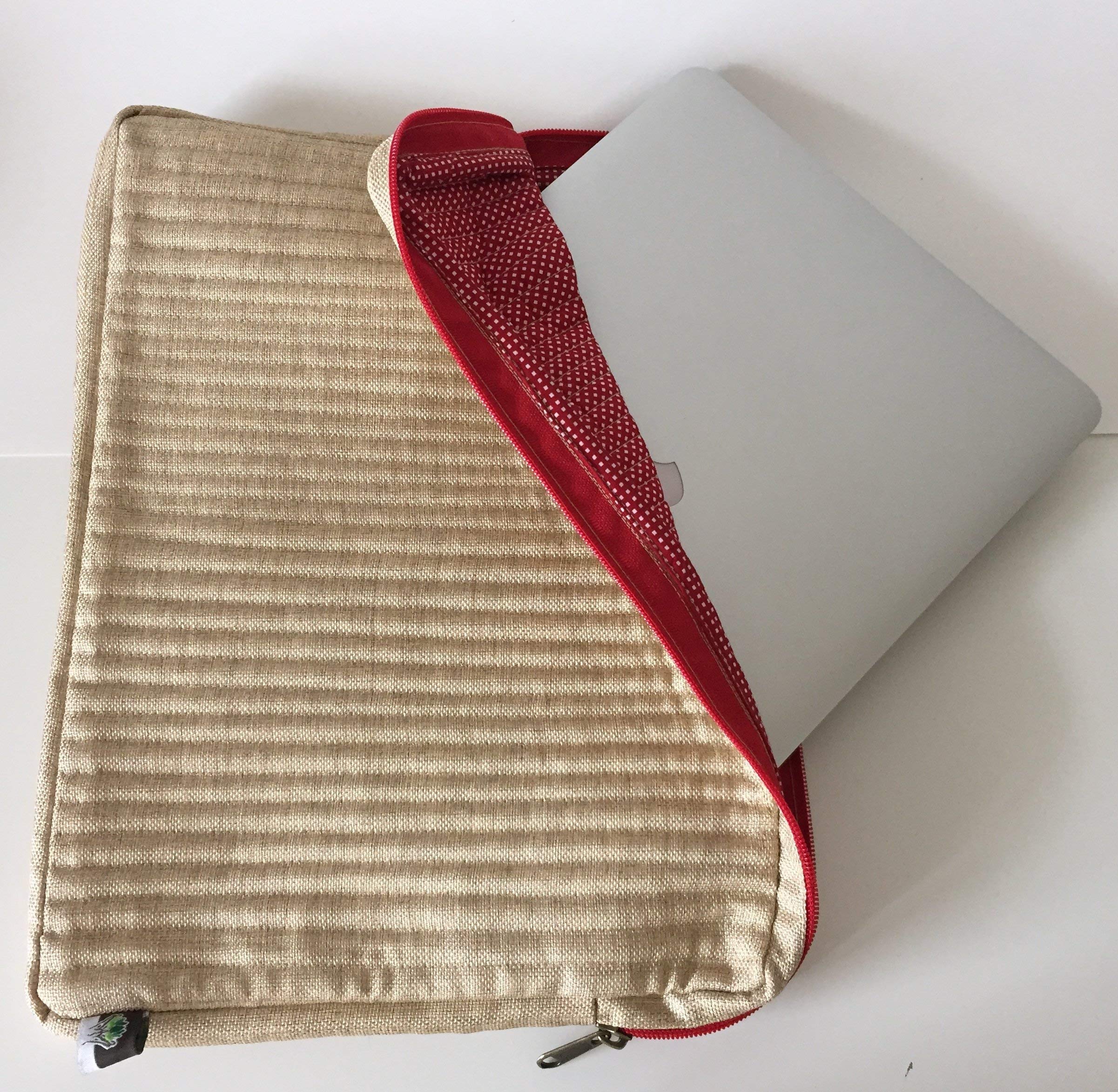 Premium 13-inch MacBook Pro Laptop Case - Beige & Red Fair Trade Computer Sleeve Bag for Travel & Work | Protective Cover for MacBook Air/Pro | Office, Commute & Business Trips Accessory
