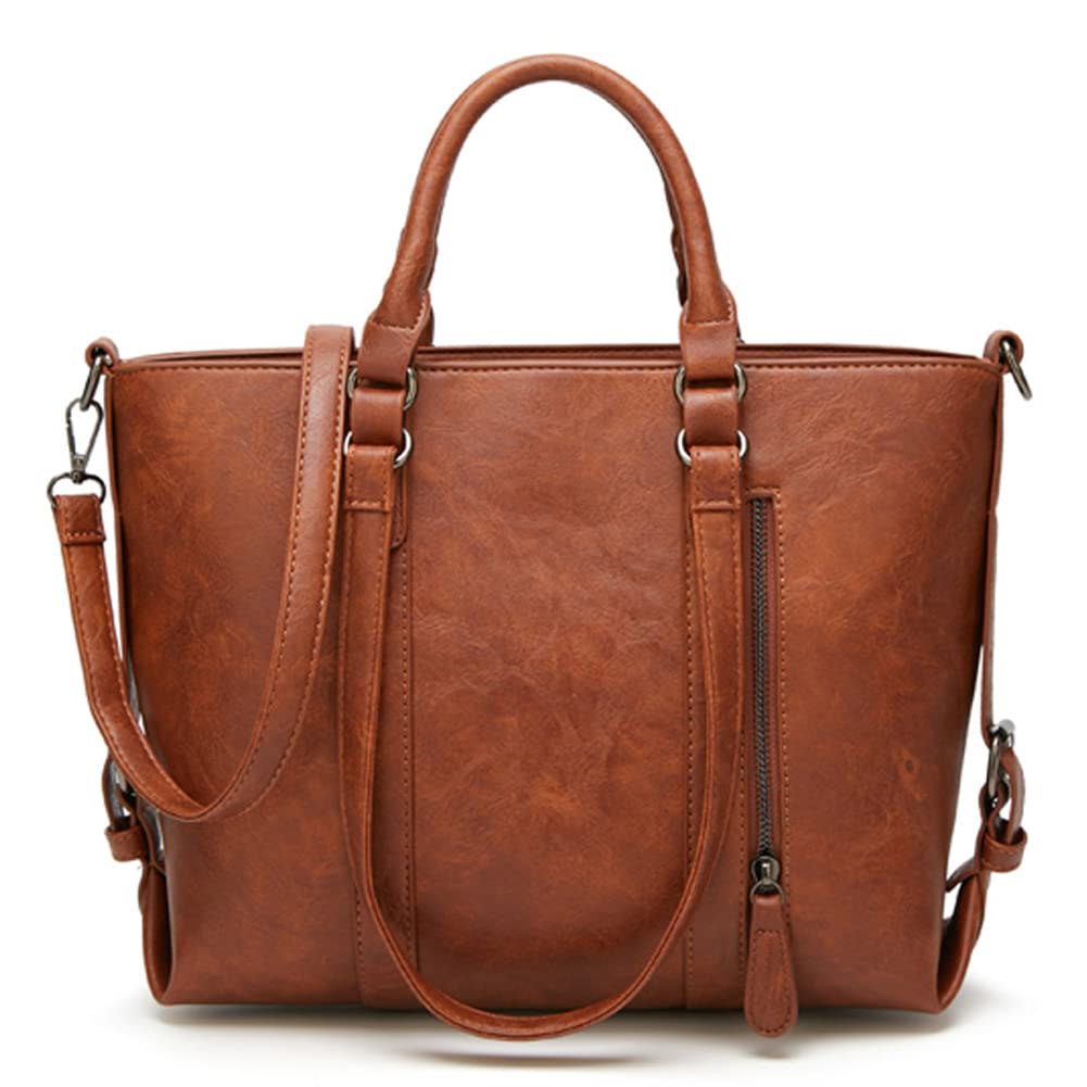 ROUROU Large Capacity Women's PU Leather Shoulder Bag - Top Handle Crossbody Tote Handbag for Work, Travel & Daily Use | Retro Style Fashion Accessory