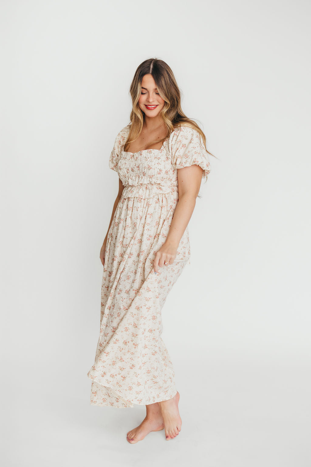 Finley 100% Cotton Peplum Midi Dress - Petal Pink | Bump & Nursing Friendly Maternity Dress | Perfect for Baby Showers, Nursing & Everyday Wear