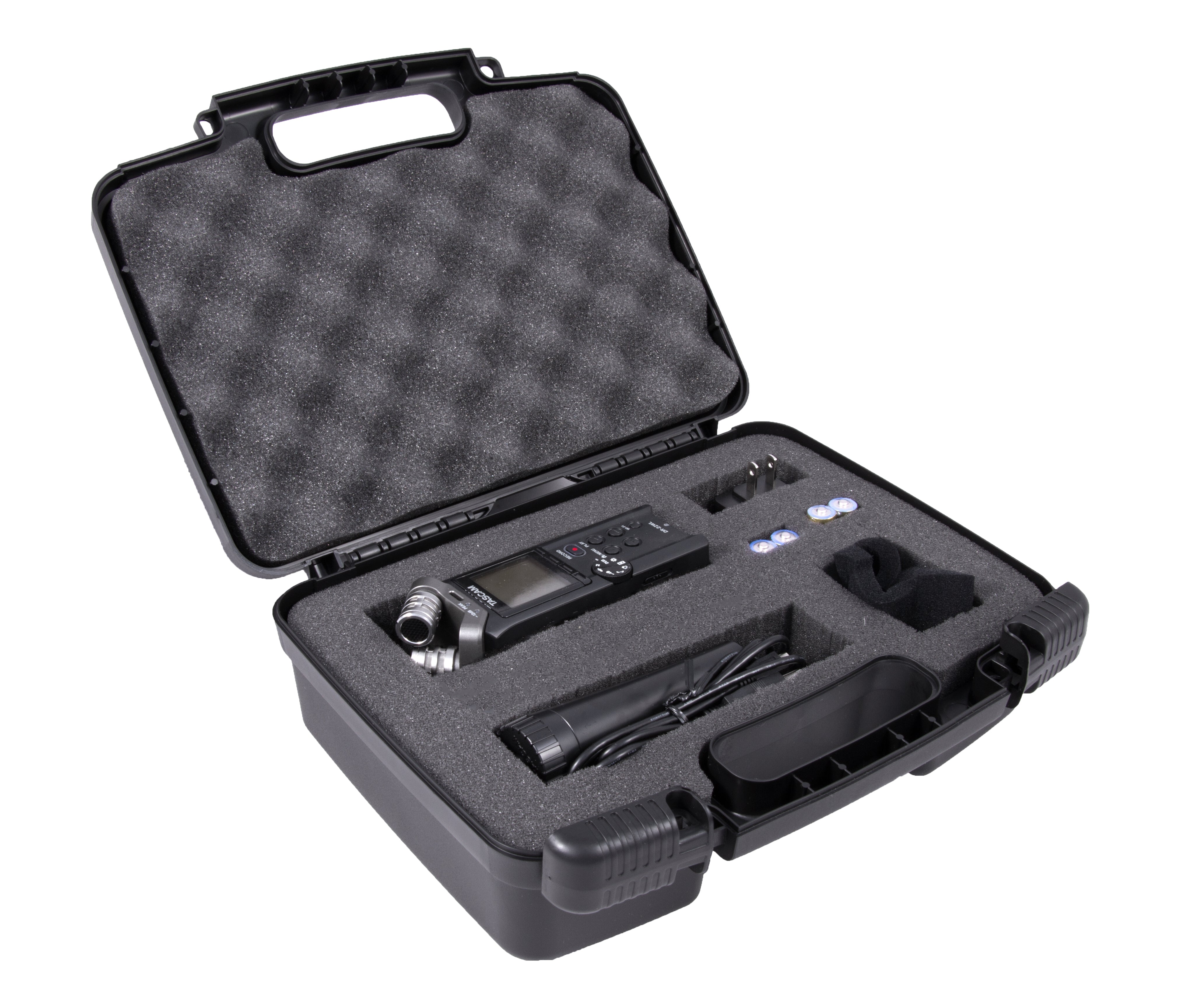 CASEMATIX Customizable Travel Case for Tascam DR-05x, DR-40x, 22L 100MK, 100MKiii, 44WL Recorders & Accessories - Durable Protective Storage for Field Recording & Travel