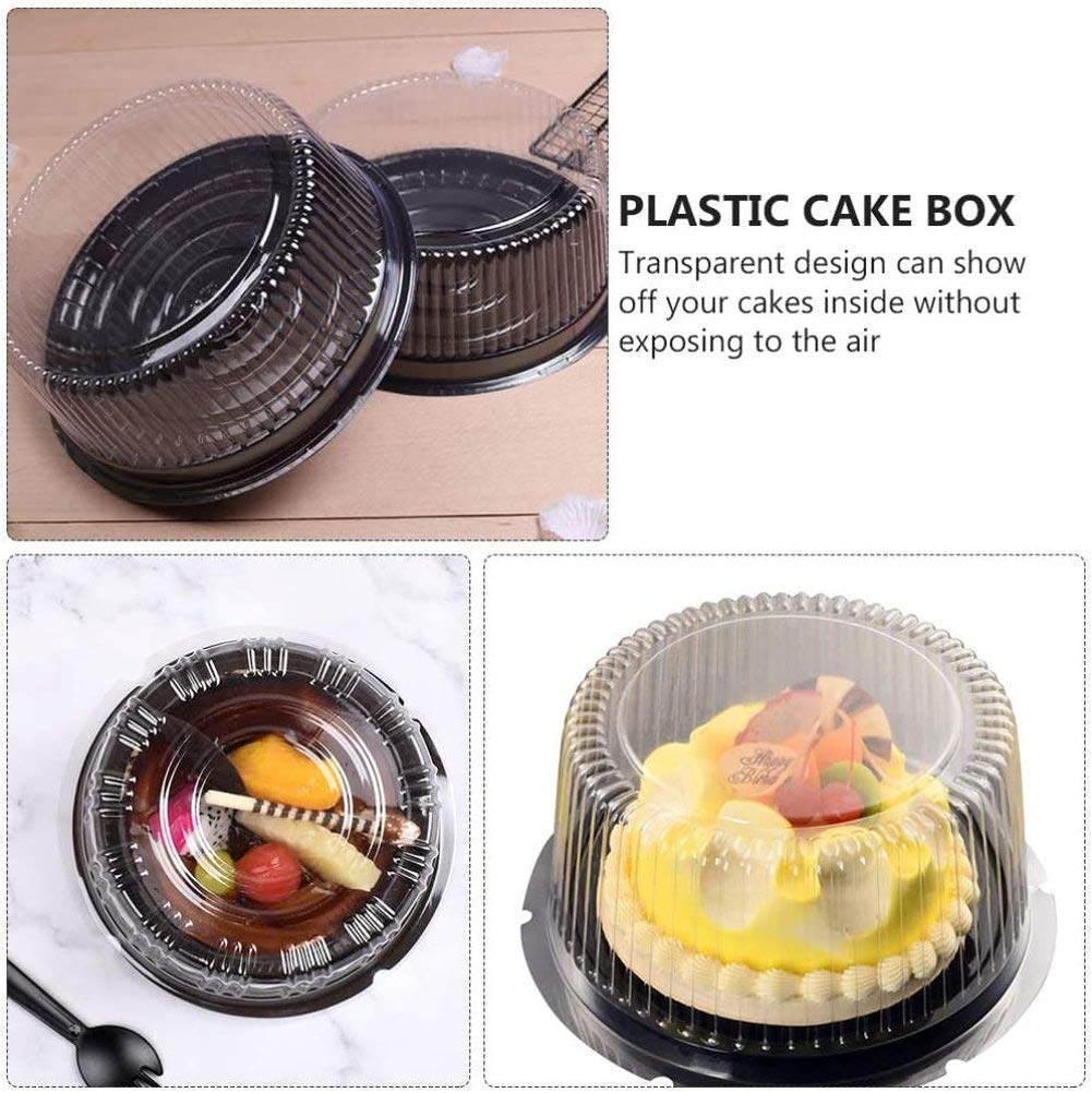 12 Inch Disposable Plastic Cake Containers with Dome Lids - 5 Pack Includes Cake Boards for 2-3 Layer Cakes | Perfect for Bakery Display, Wedding Cakes & Dessert Storage