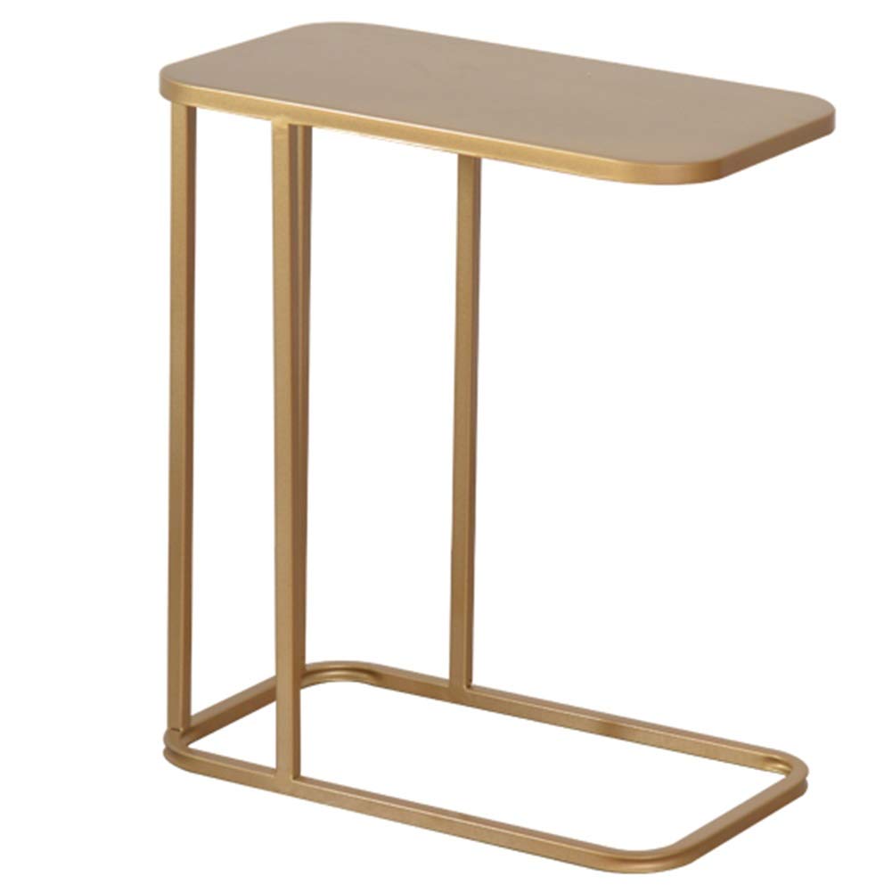 ZAQI Small Antique Gold C-Shaped Accent Side Table - 50×30×58cm Modern End Table for Living Room, Office, Hallway - Perfect Snack Table for Recliner & Couch - Ideal for Coffee, Books & Decor