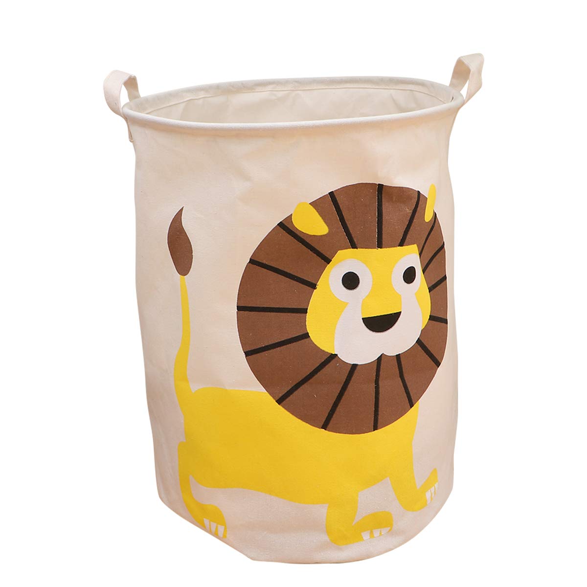 DOITOOL Foldable Laundry Basket with Cartoon Design - 50x40cm Round Clothes Hamper for Home, Bedroom, Dorm & Laundry Room - Space Saving Storage Solution