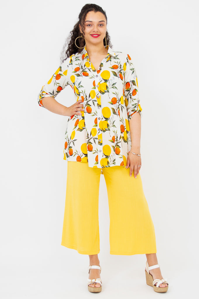 Celine Blouse - Lemonade Color Linen Bamboo Blend Women's Top | Perfect for Summer Outfits & Casual Office Wear